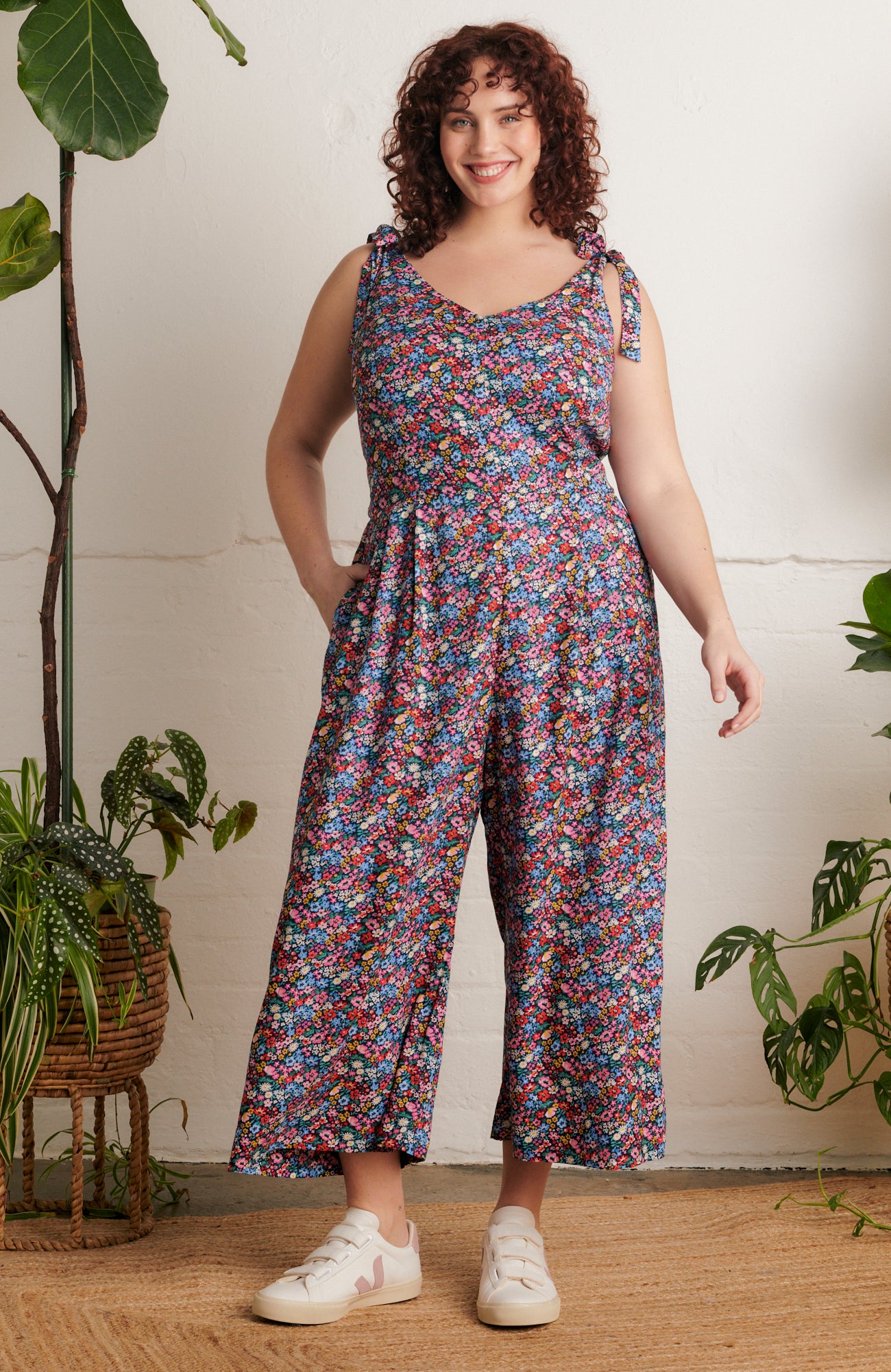 Image of Anna Summer Garden Floral Jumpsuit Carryover - Jumpsuit