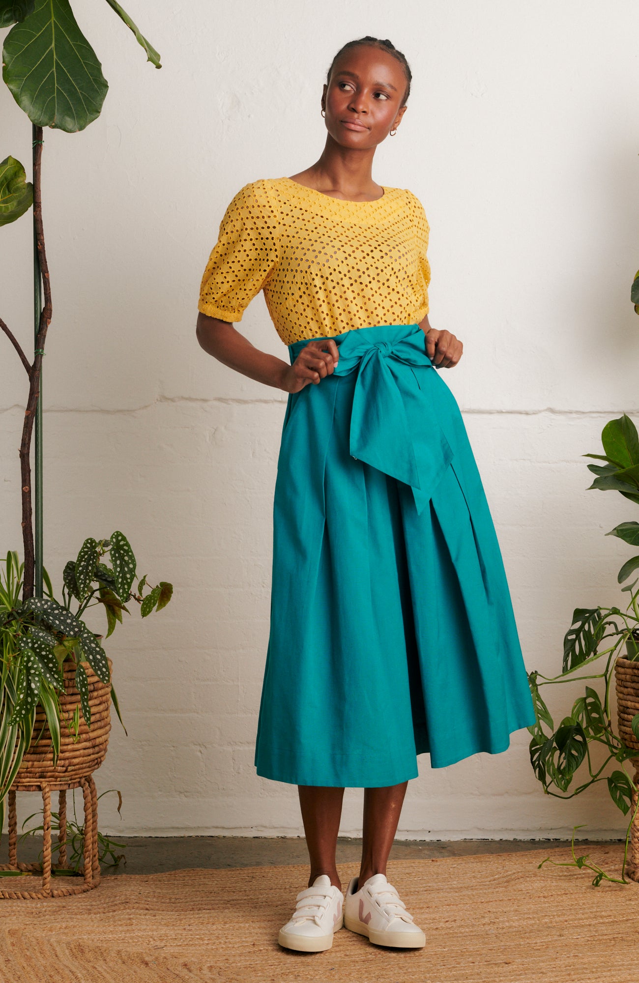 Image of Jemima Cotton Linen Teal Skirt Spring/Summer 2024 - Skirt