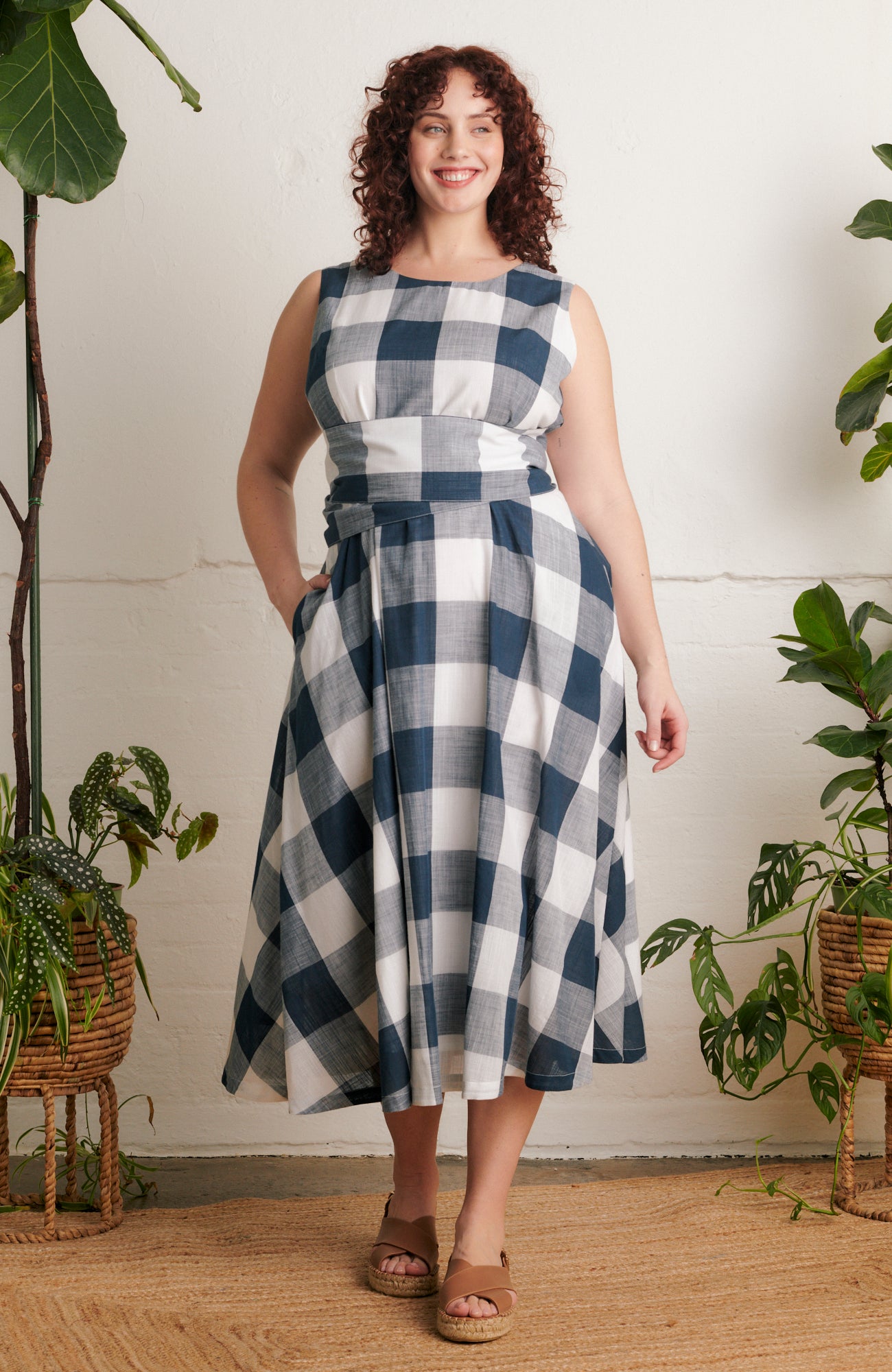 Image of Roberta Indigo Plaid Dress Carryover - Dress