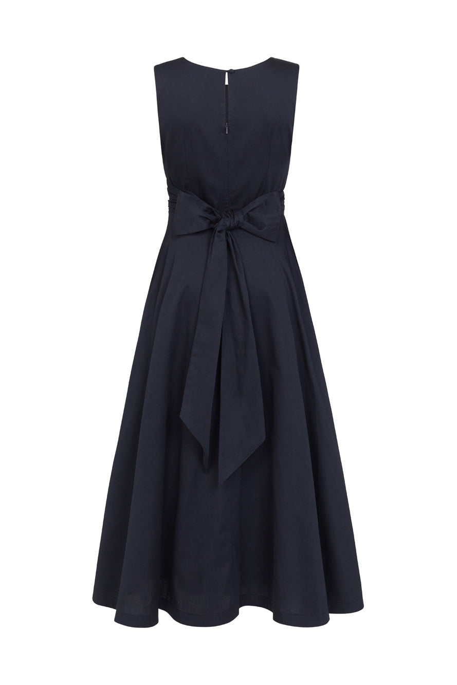 Image of Roberta Cotton Satin Midnight Navy Dress Autumn/Winter 2023 - Dress