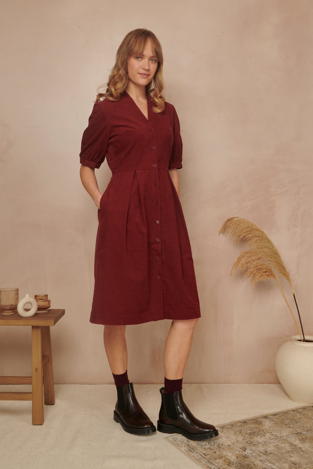 Image of Stella Needlecord Russet Red Shirt Dress Autumn/Winter 2023 - Dress