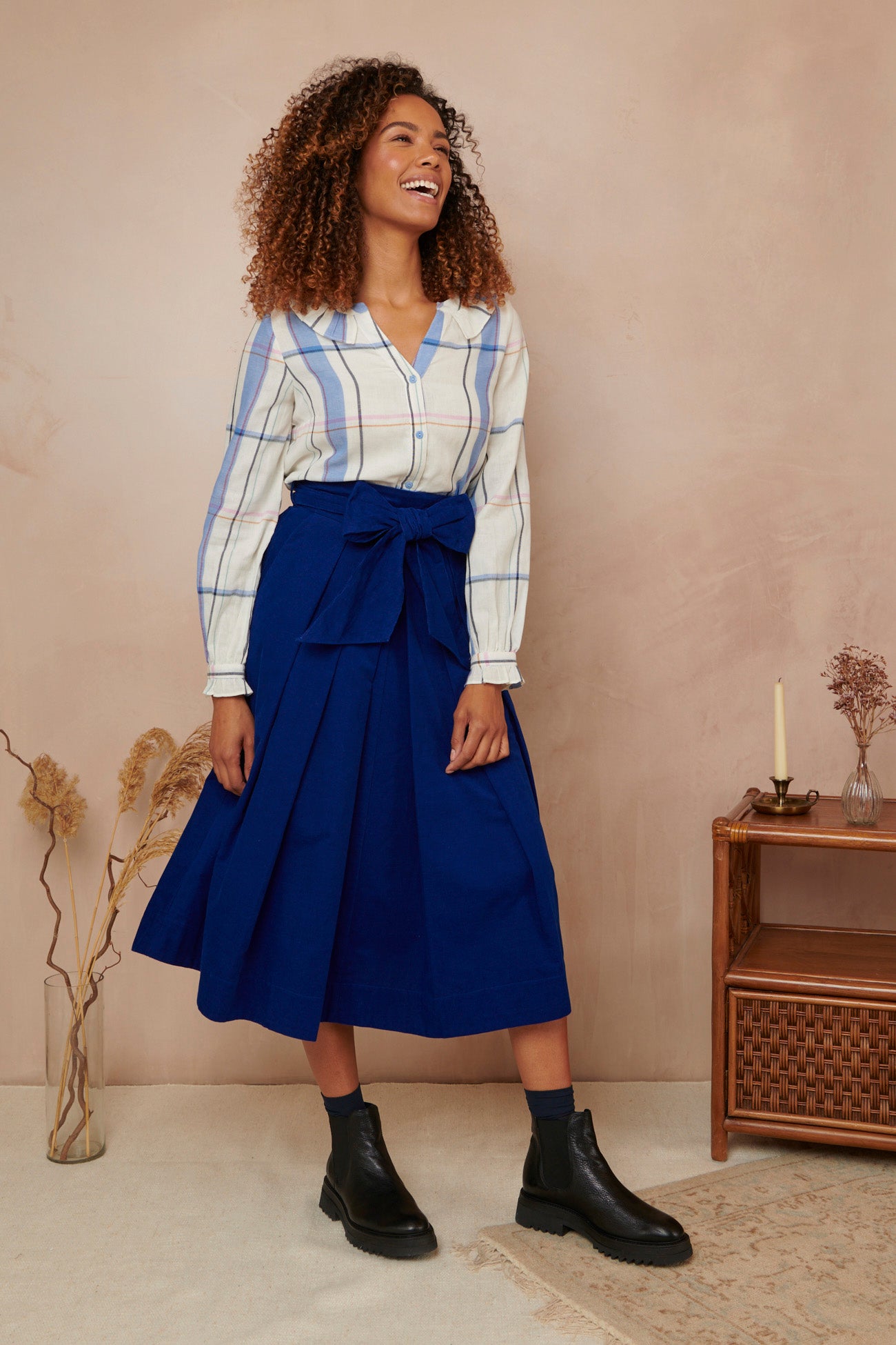 Image of Jemima Needlecord Cobalt Blue Skirt Autumn/Winter 2023 - Skirt