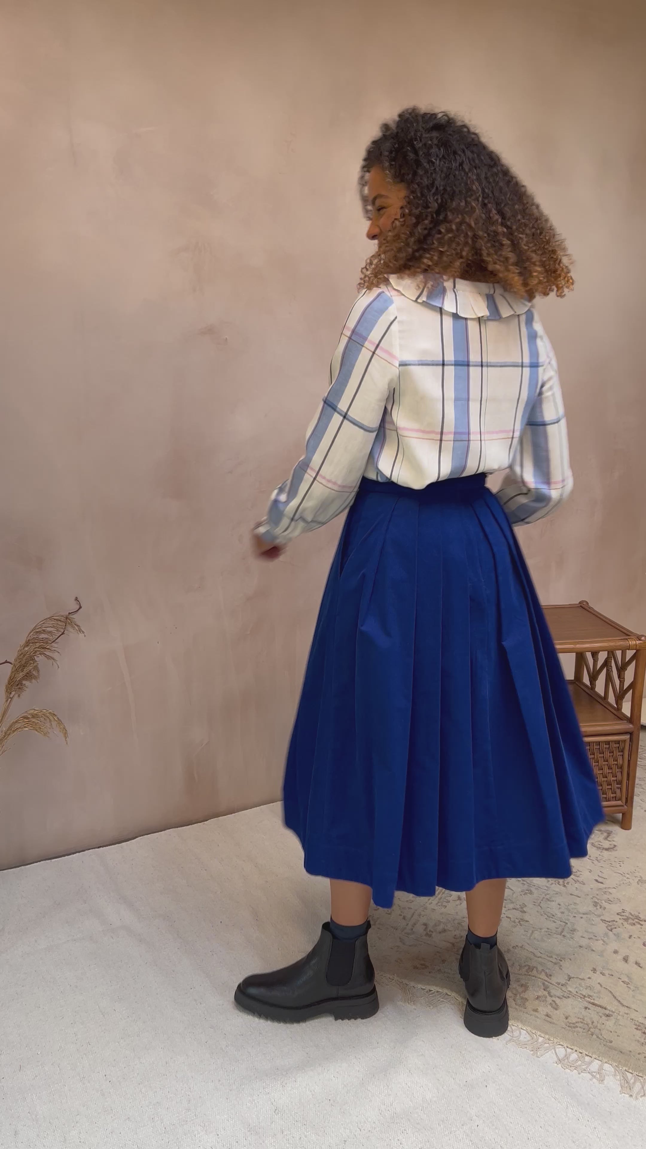 Jemima Needlecord Cobalt Blue Skirt