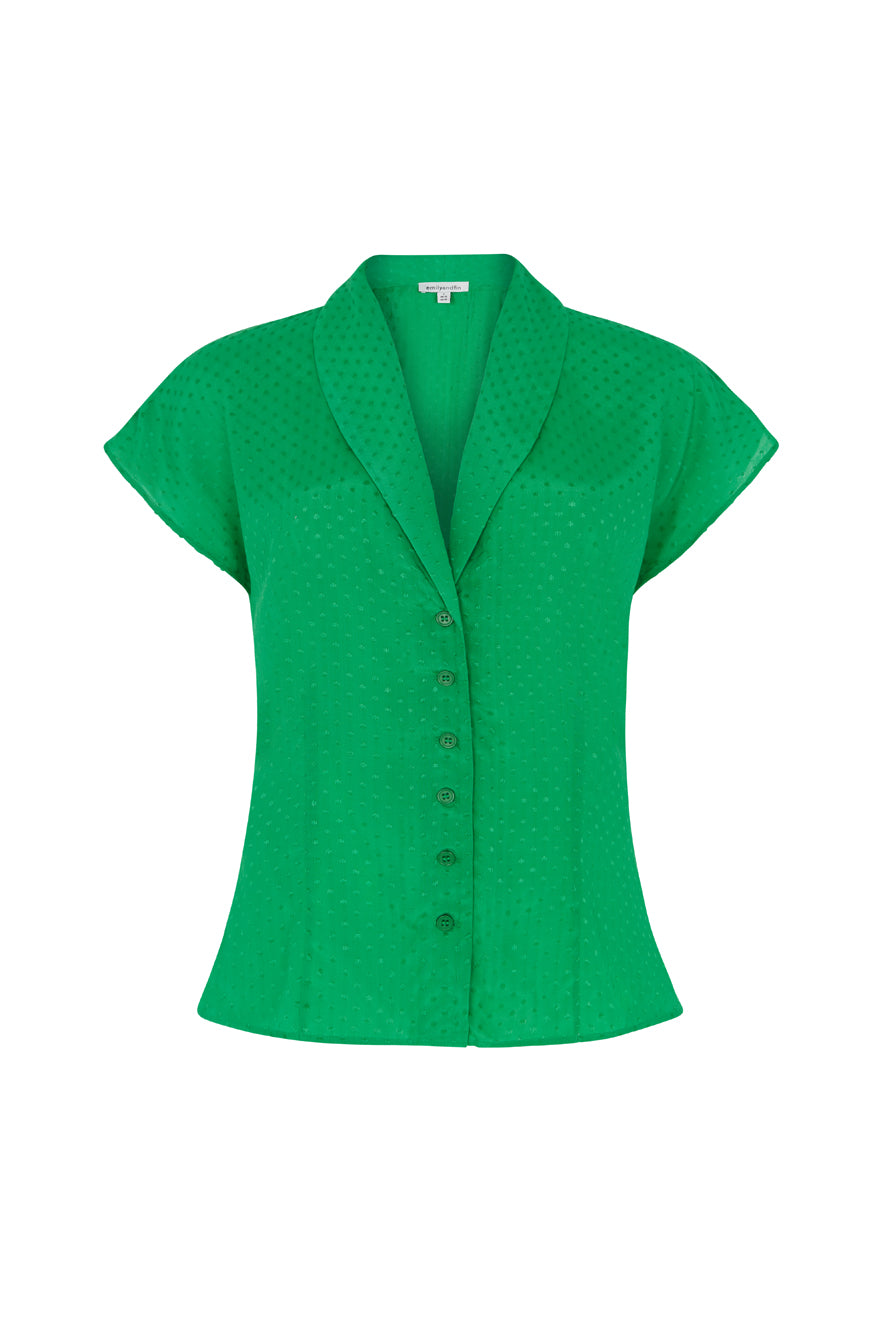 Image of Evie Green Dobby Spot Blouse Carryover - Top