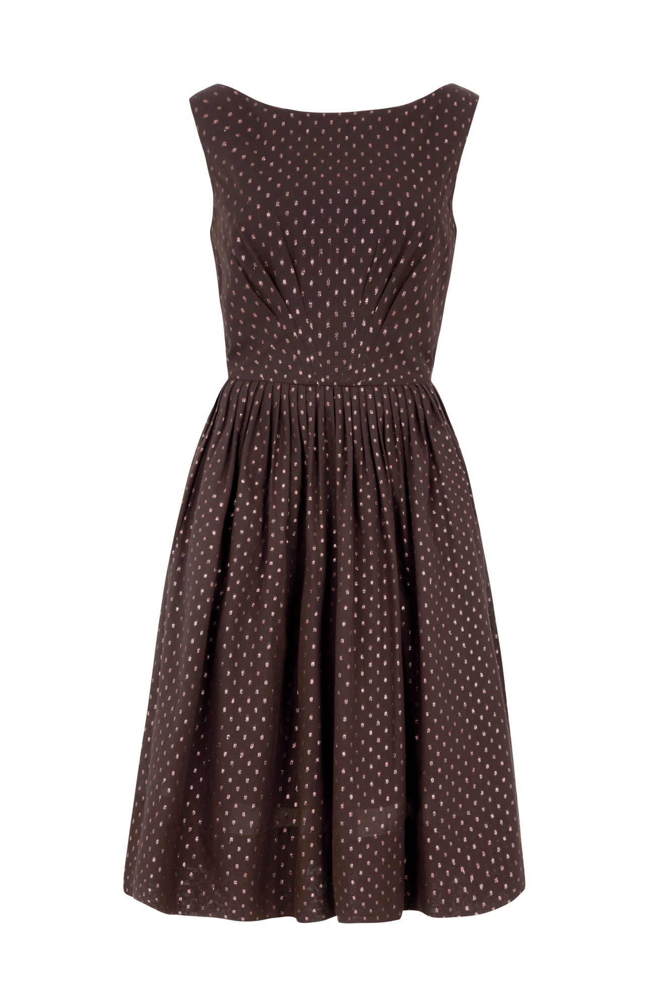 Image of Abigail Chocolate Lurex Spot Dress Long Autumn/Winter 2024 - Dress