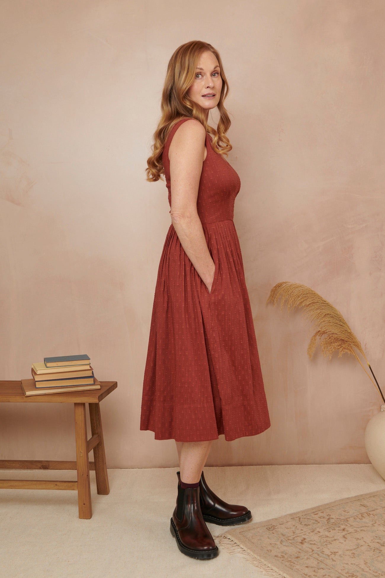 Image of Abigail Viscose Dobby Cinnamon Dress Long Autumn/Winter 2023 - Dress