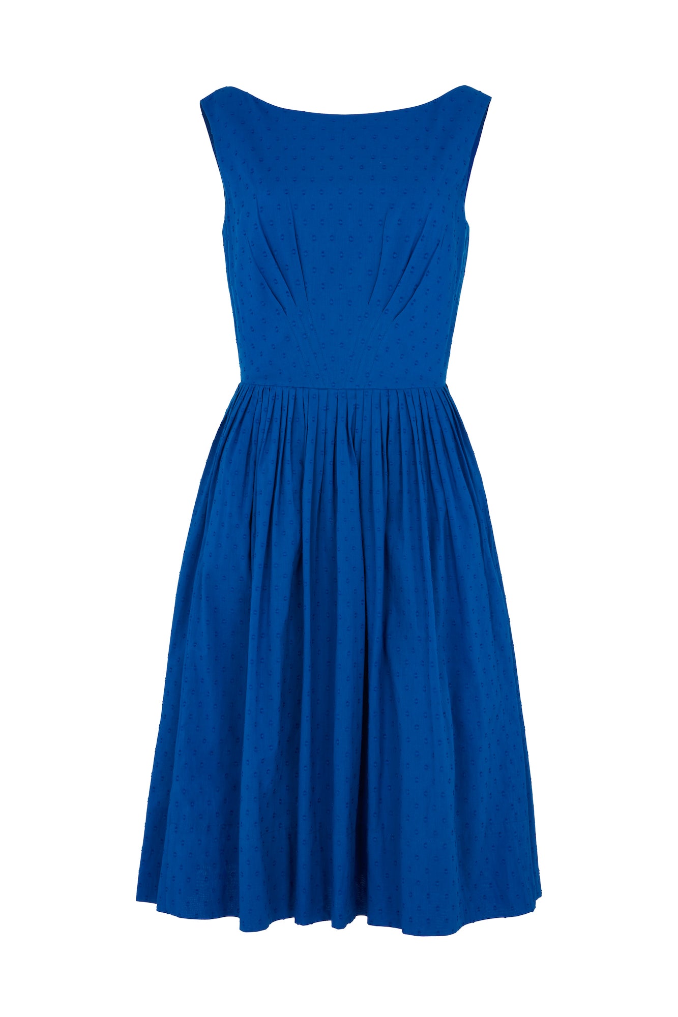Image of Abigail Cobalt Cotton Dobby Dress Long Spring/Summer 2024 - Dress