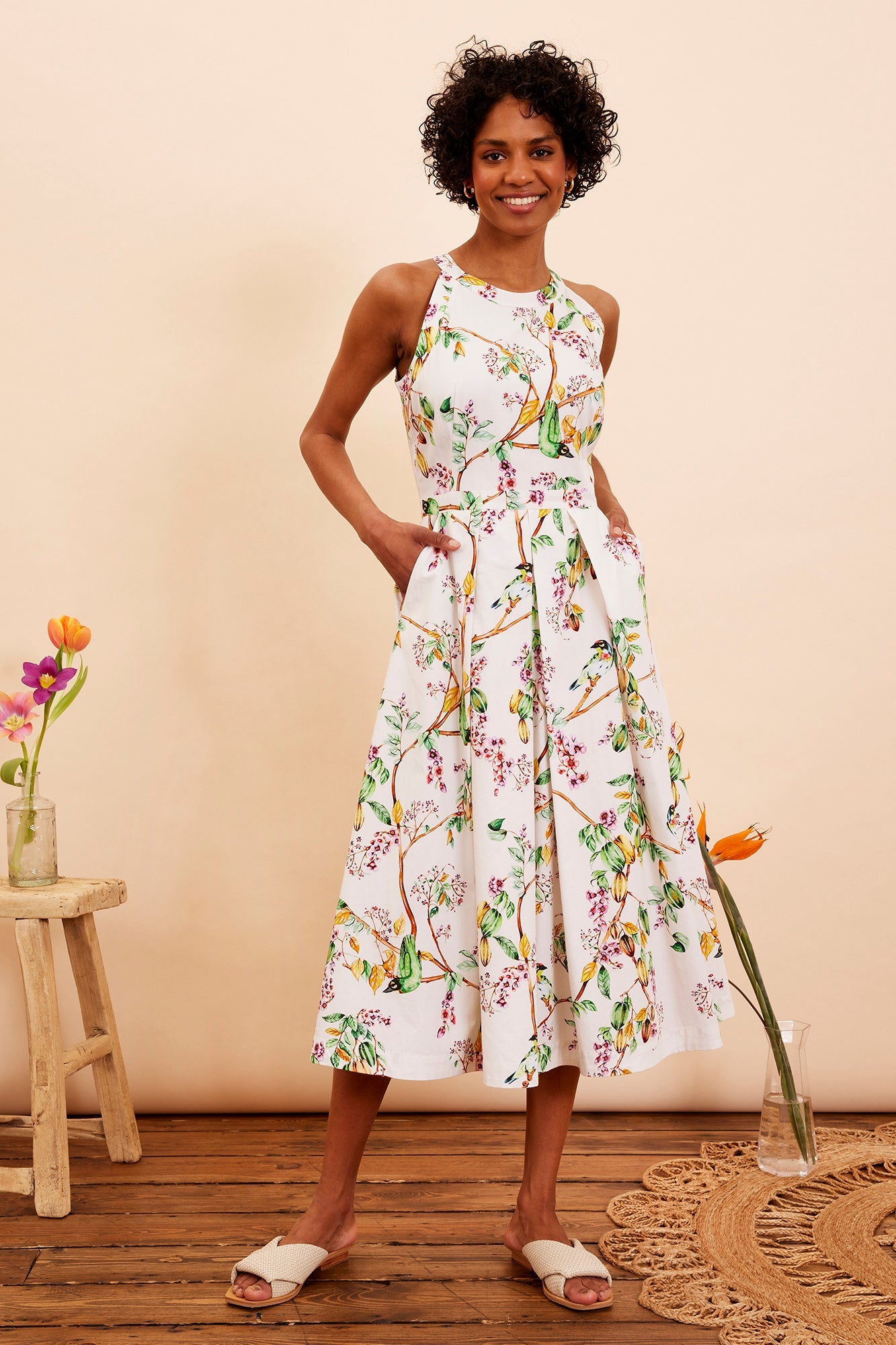 Image of ALYSSA GARDENIA BIRD DRESS - NON RETURNABLE SAMPLE SAMPLE SALE - Dress