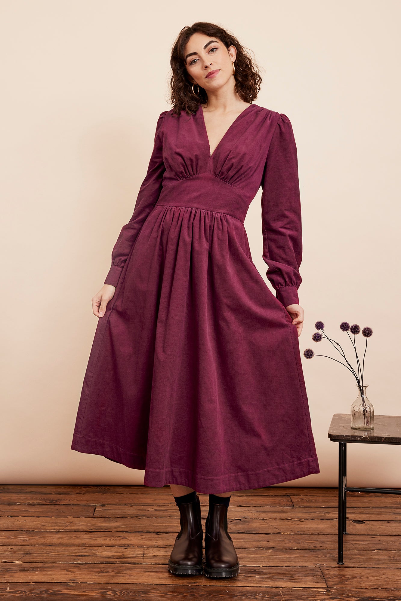 Image of Amara Needlecord Boysenberry Dress Autumn/Winter 2024 - Dress