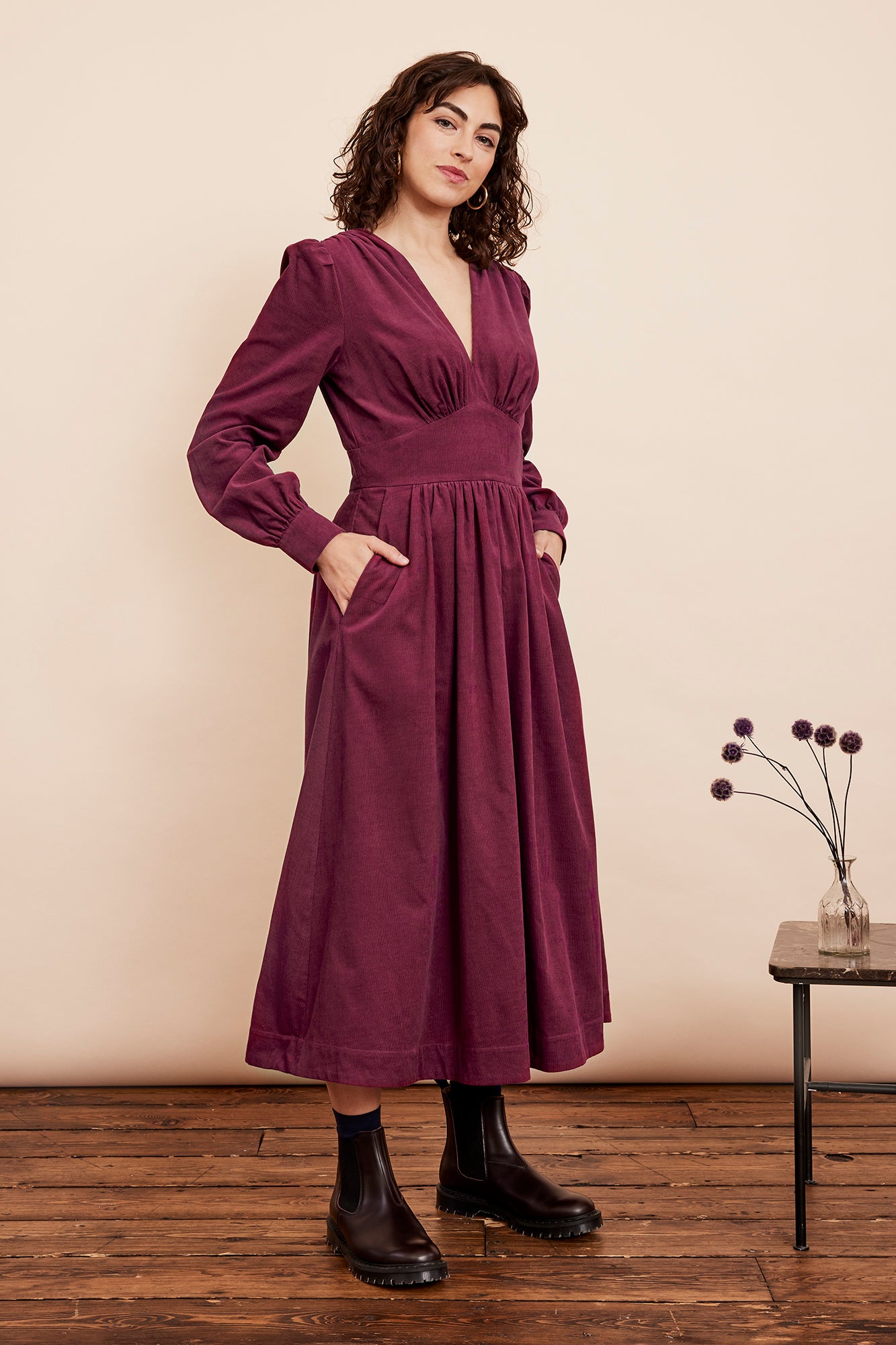 Image of Amara Needlecord Boysenberry Dress Autumn/Winter 2024 - Dress