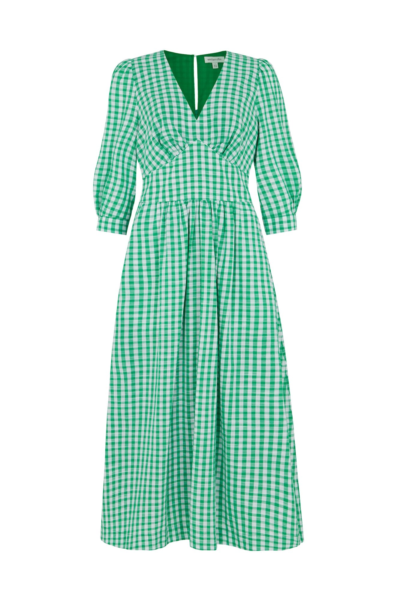 Image of AMELIA EMERALD GREEN GINGHAM DRESS - NON RETURNABLE SAMPLE SAMPLE SALE - Dress