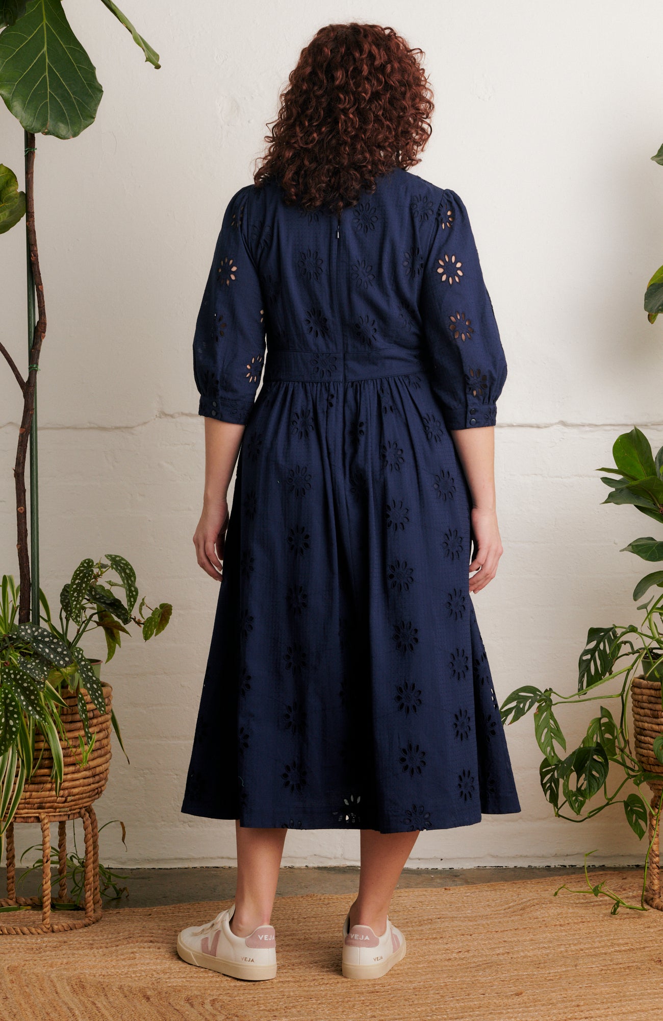 Image of Amelia Floral Broderie Ink Navy Dress Spring/Summer 2024 - Dress