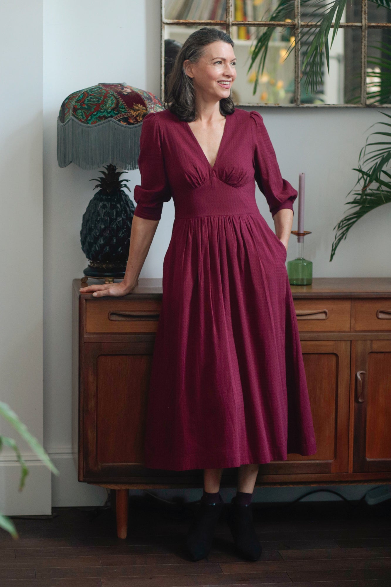 Image of Amelia Mulberry Lattice Dress Autumn/Winter 2023 - Dress