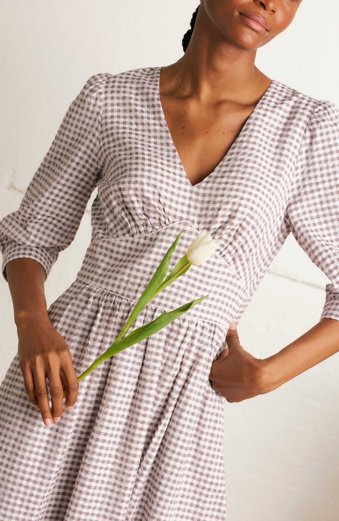 Image of AMELIA PARMA VIOLET GINGHAM DRESS - NON RETURNABLE SAMPLE ARCHIVE SS - Dress