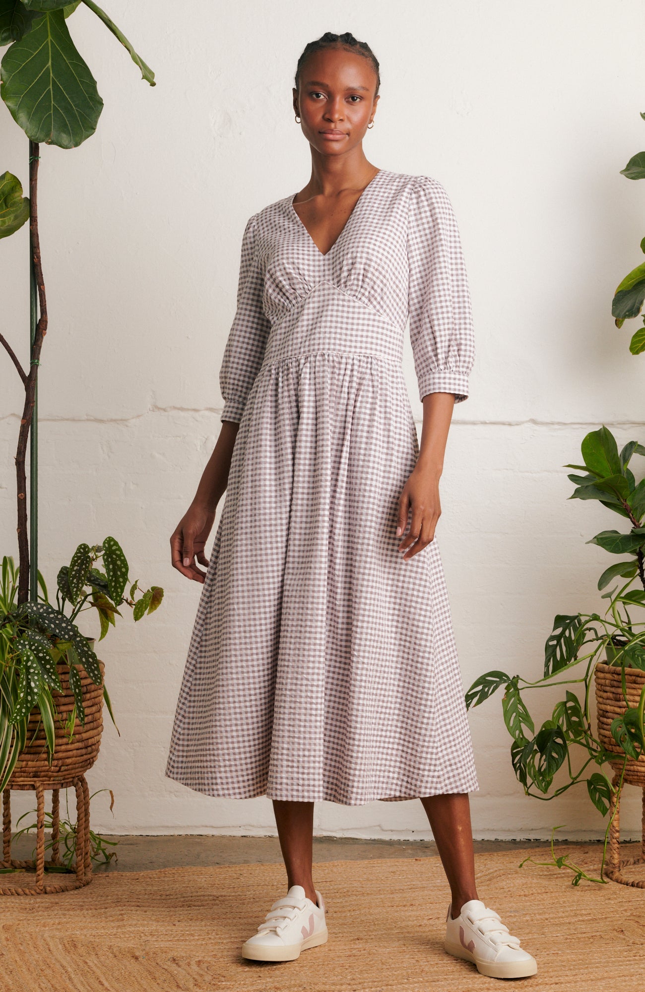Image of AMELIA PARMA VIOLET GINGHAM DRESS - NON RETURNABLE SAMPLE ARCHIVE SS - Dress