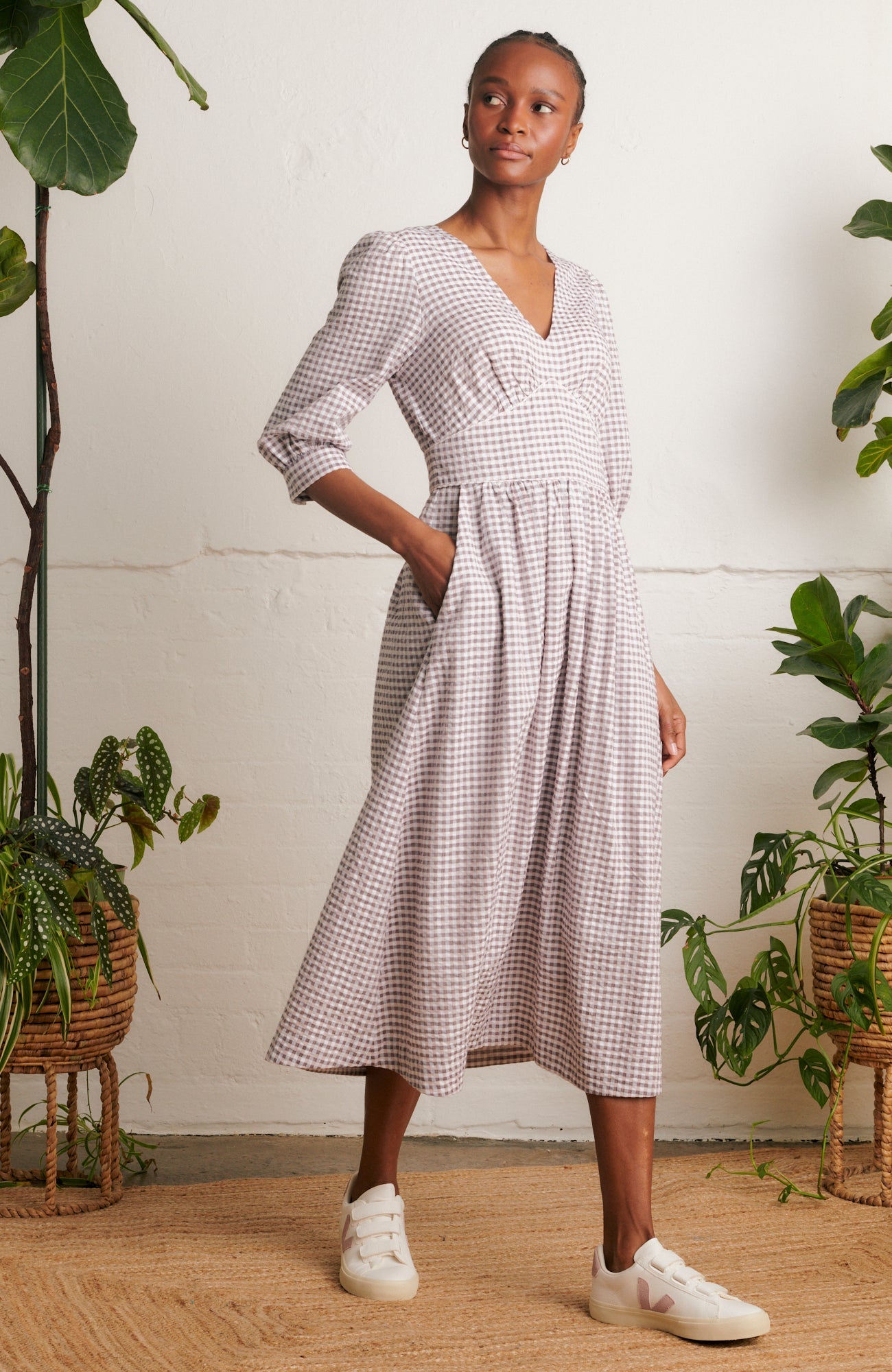 Image of AMELIA PARMA VIOLET GINGHAM DRESS - NON RETURNABLE SAMPLE ARCHIVE SS - Dress