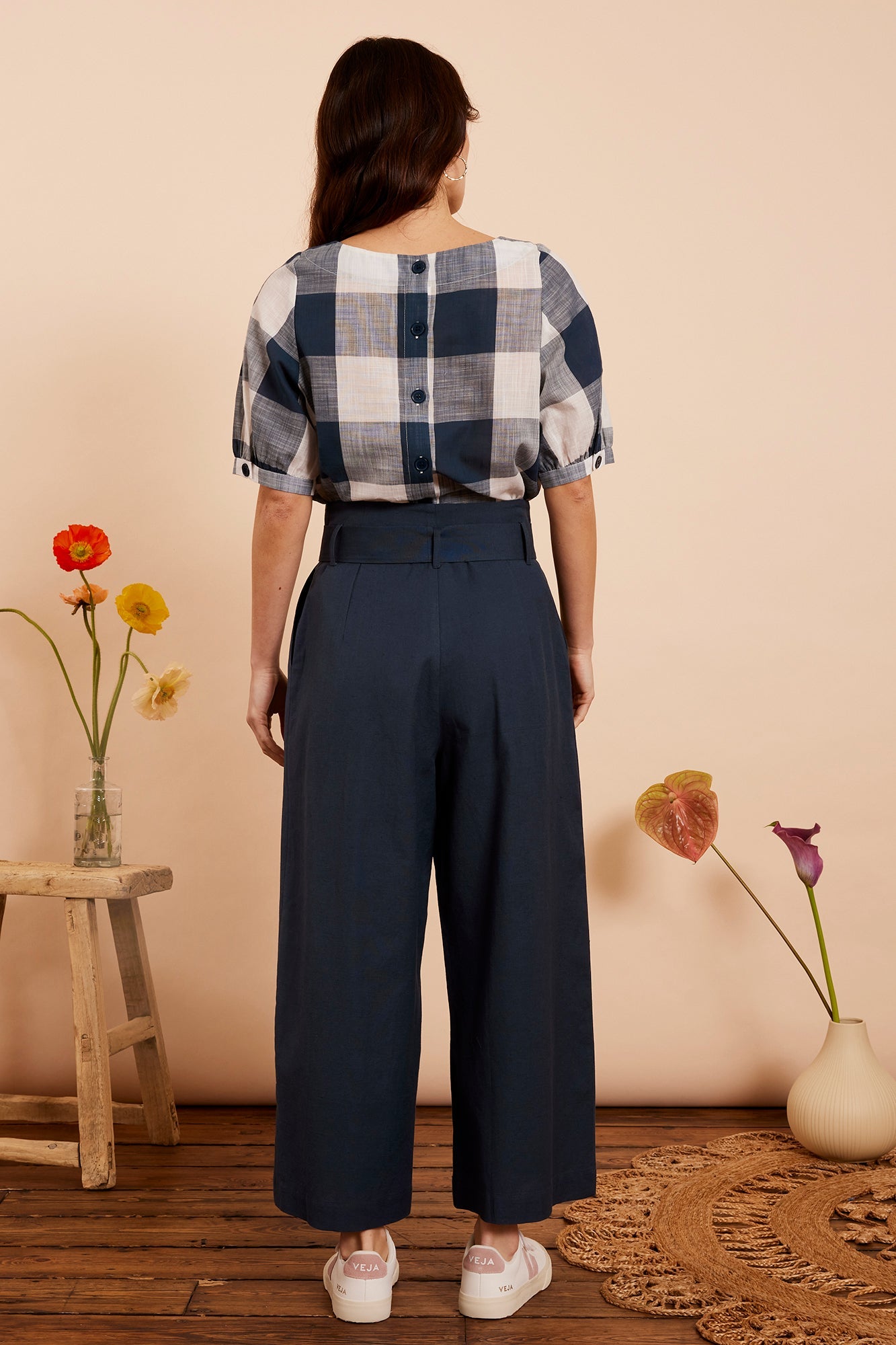 Image of AVA INDIGO PLAID TOP - NON RETURNABLE SAMPLE SAMPLE SALE - Top