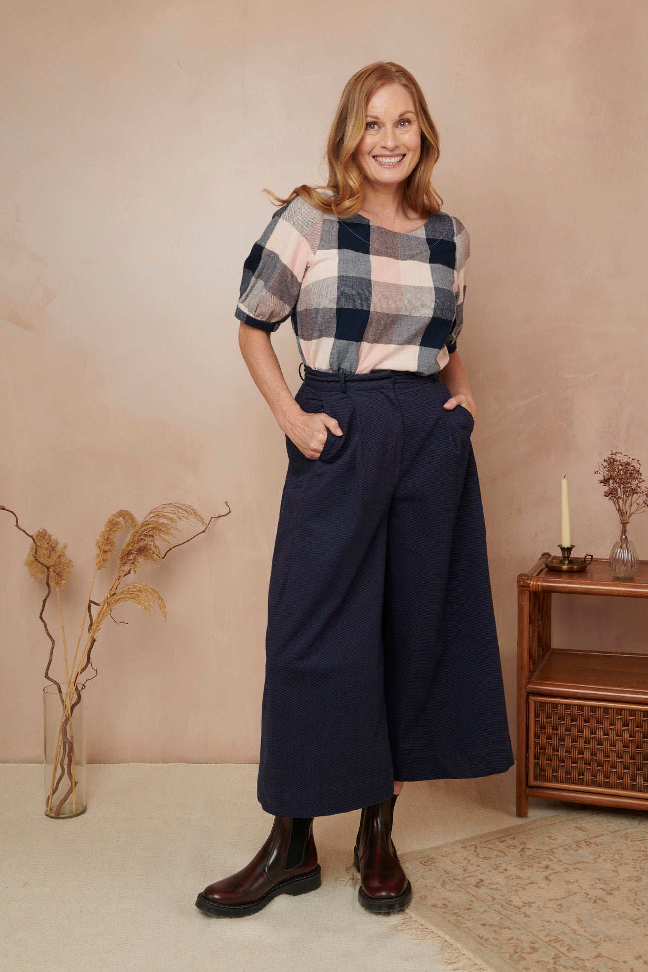 Image of Lori Textured Cord Navy Culotte Autumn/Winter 2023 - Trouser