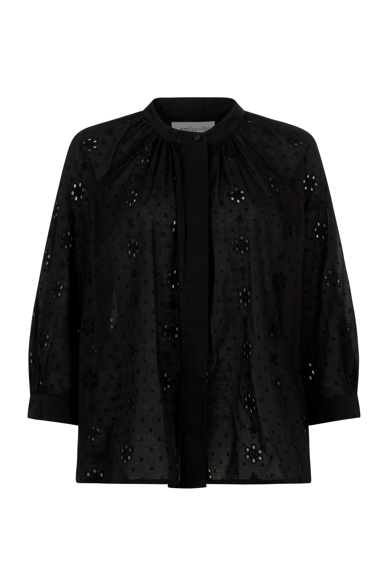 Image of BIANCA LUREX BRODERIE BLACK BLOUSE - NON RETURNABLE SAMPLE ARCHIVE SS - Top