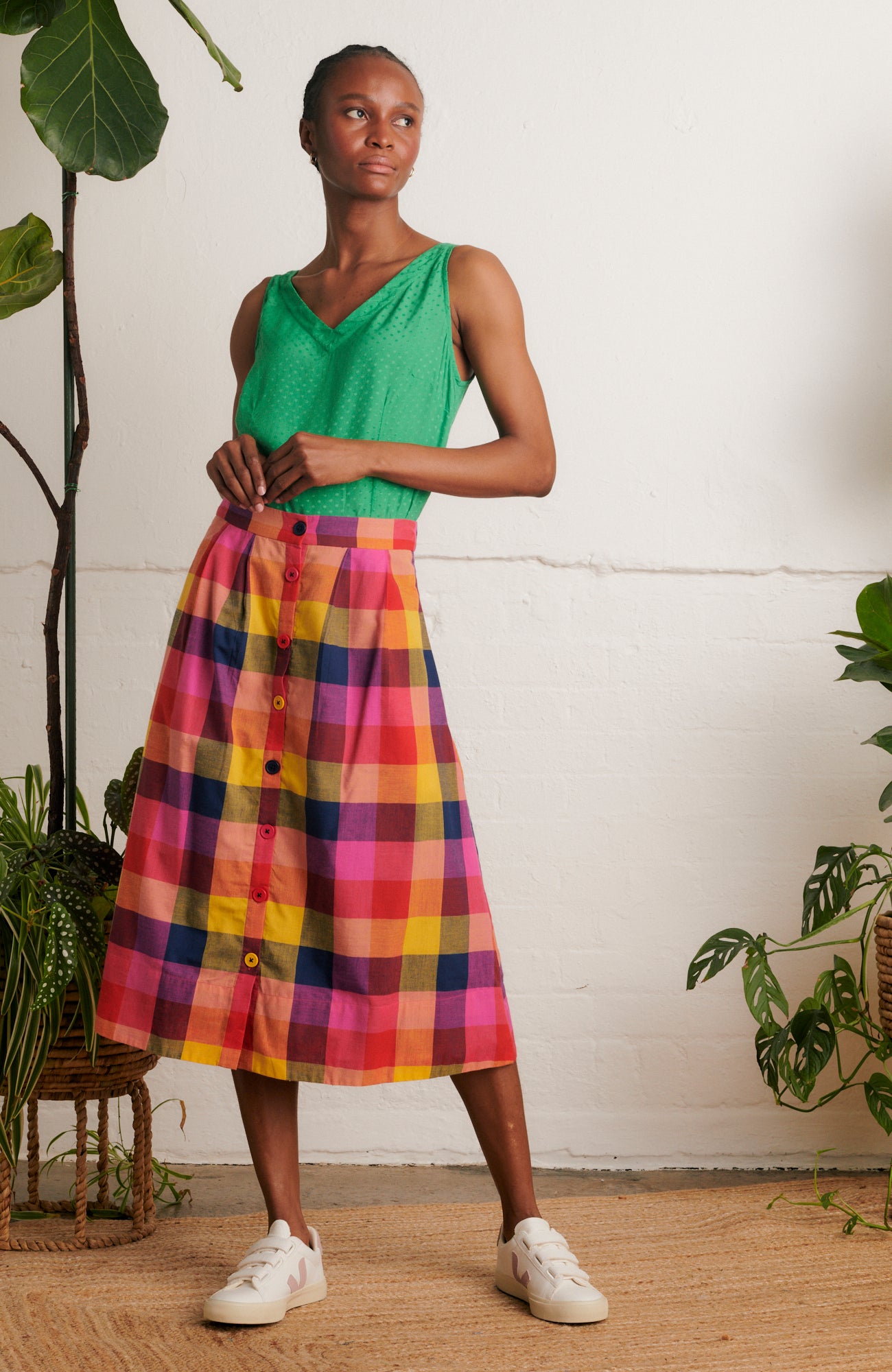 Image of Brianna Jaipur Plaid Skirt Carryover - Skirt