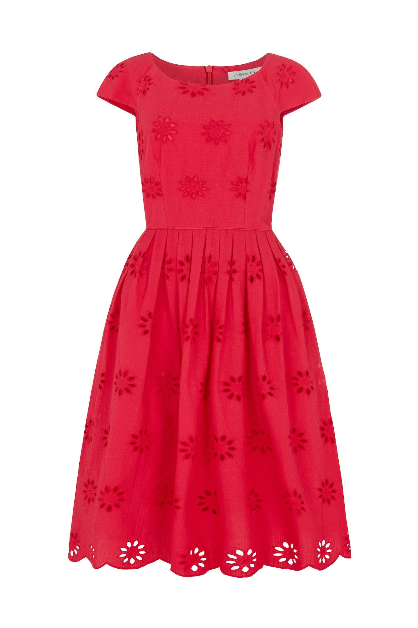 Image of CLAUDIA FLORAL BRODERIE CRIMSON RED DRESS - NON RETURNABLE SAMPLE ARCHIVE SS - Dress