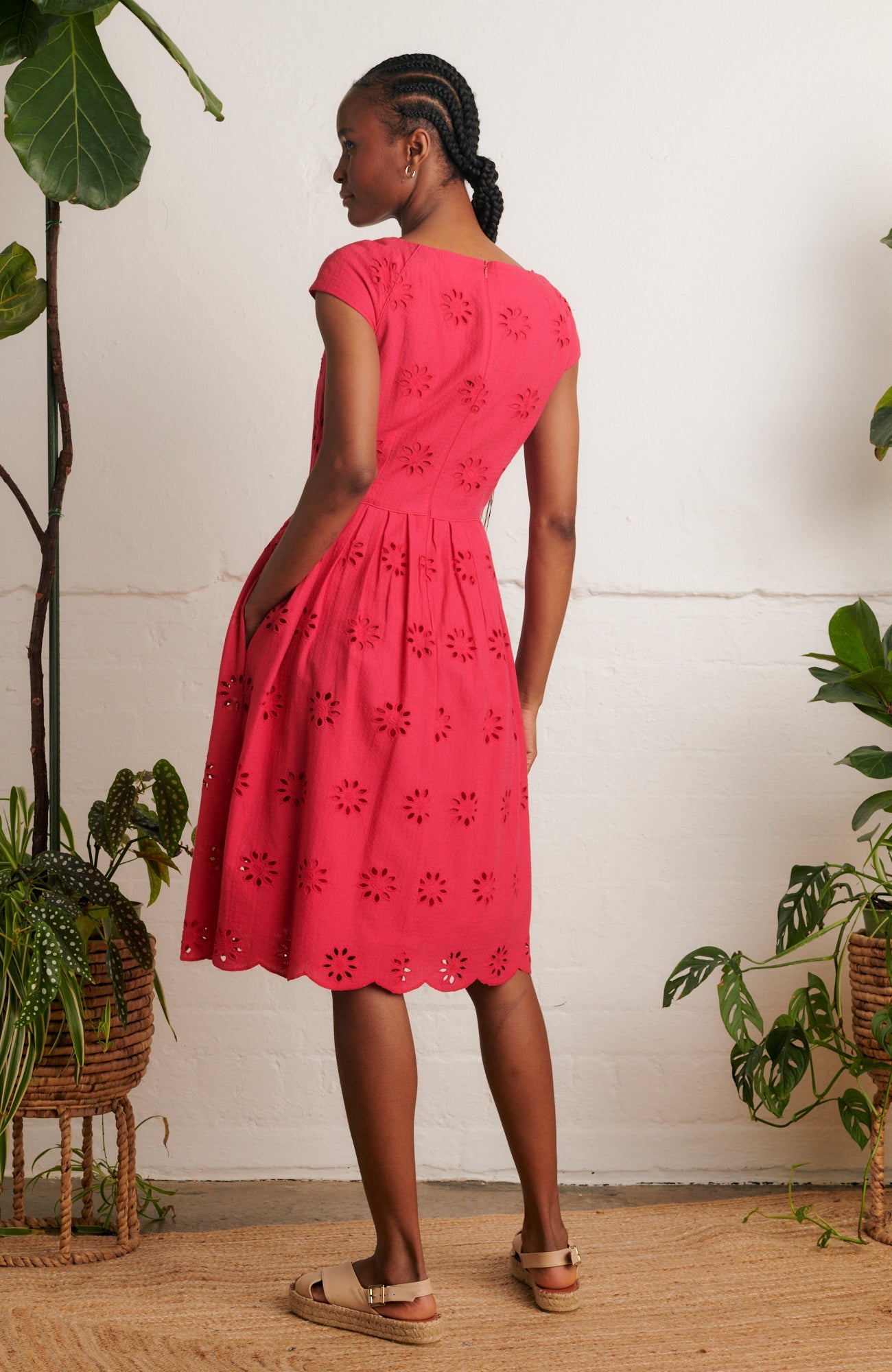 Image of CLAUDIA FLORAL BRODERIE CRIMSON RED DRESS - NON RETURNABLE SAMPLE ARCHIVE SS - Dress