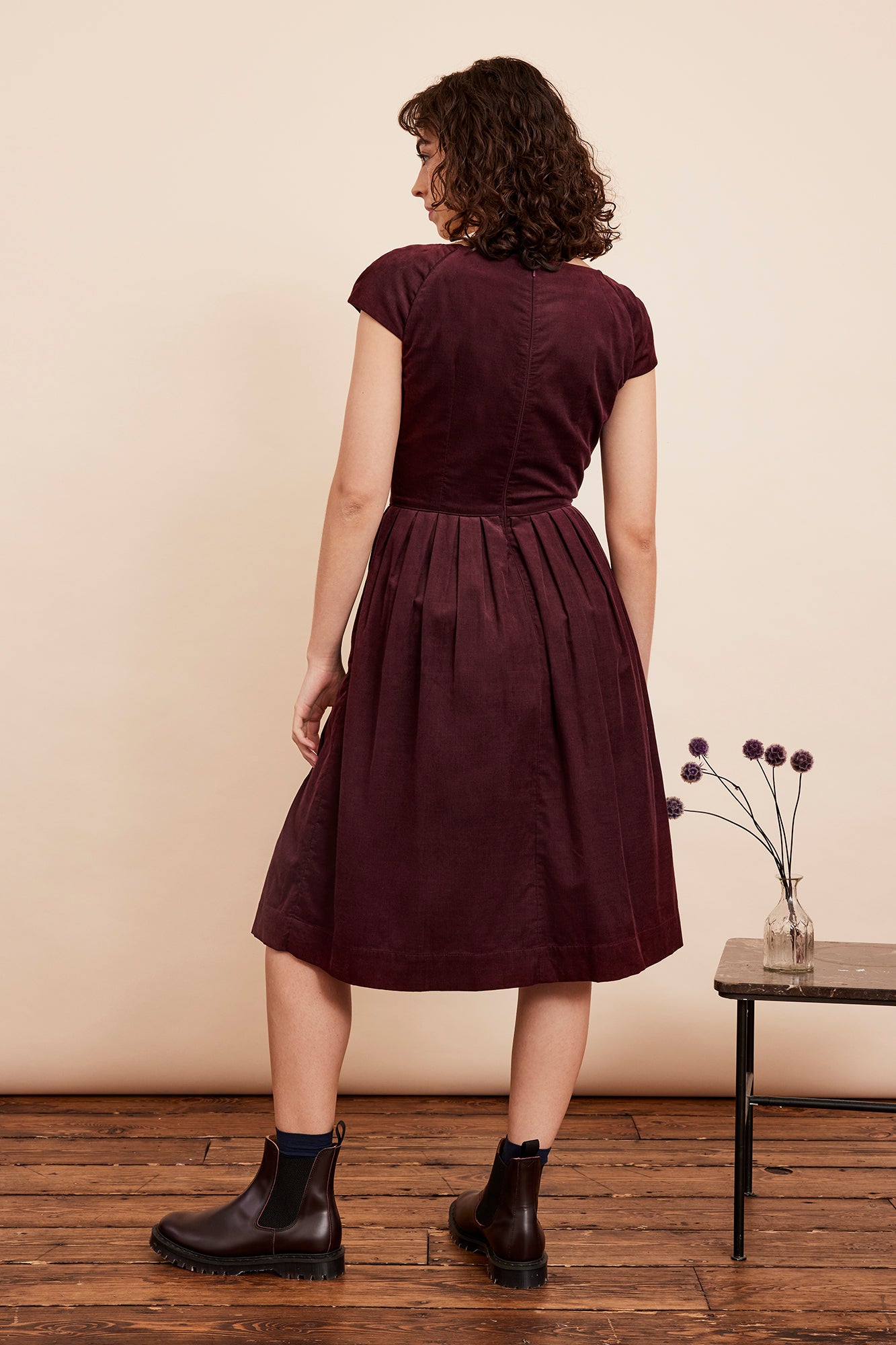 Image of Claudia Needlecord Bordeaux Dress Autumn/Winter 2024 - Dress