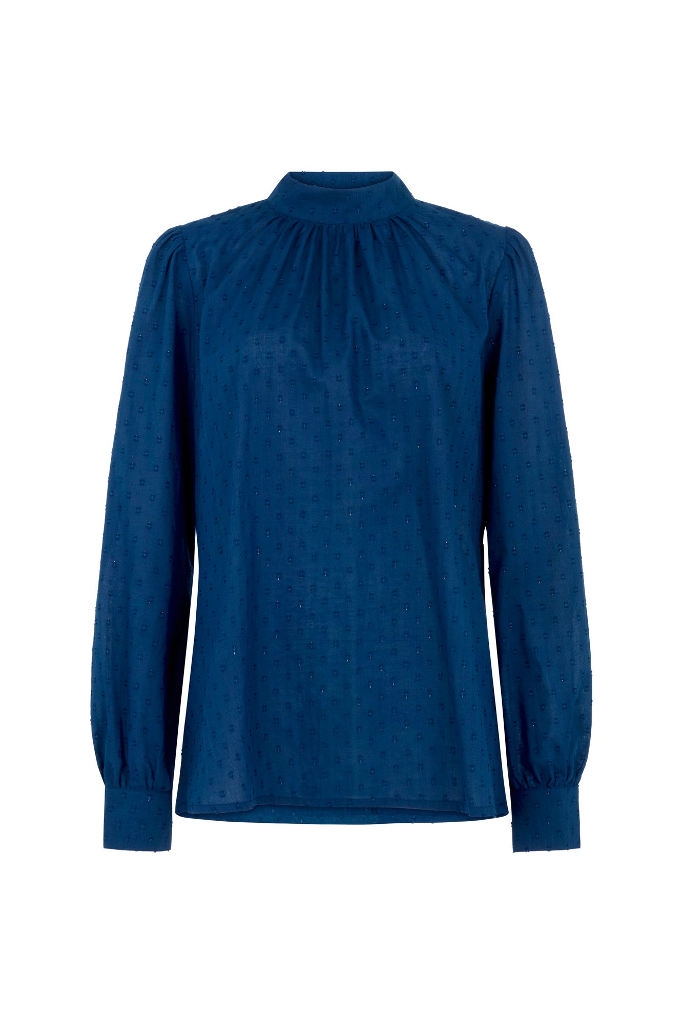 Image of DAPHNE SAPPHIRE BLUE COTTON DOBBY BLOUSE - NON RETURNABLE SAMPLE ARCHIVE SS - Top