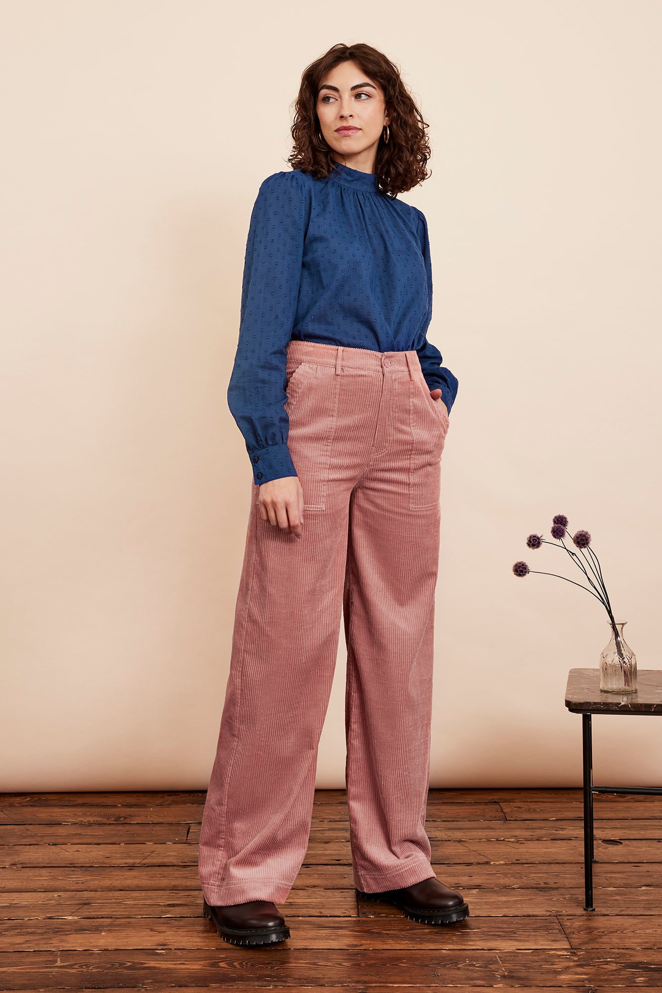 Image of Nora Chunky Cord Dusty Pink Trouser Autumn/Winter 2024 - Trouser