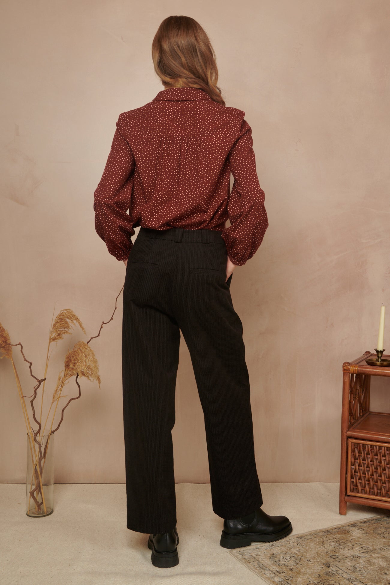 Image of Elaine Textured Cord Black Onyx Trouser Autumn/Winter 2023 - Trouser