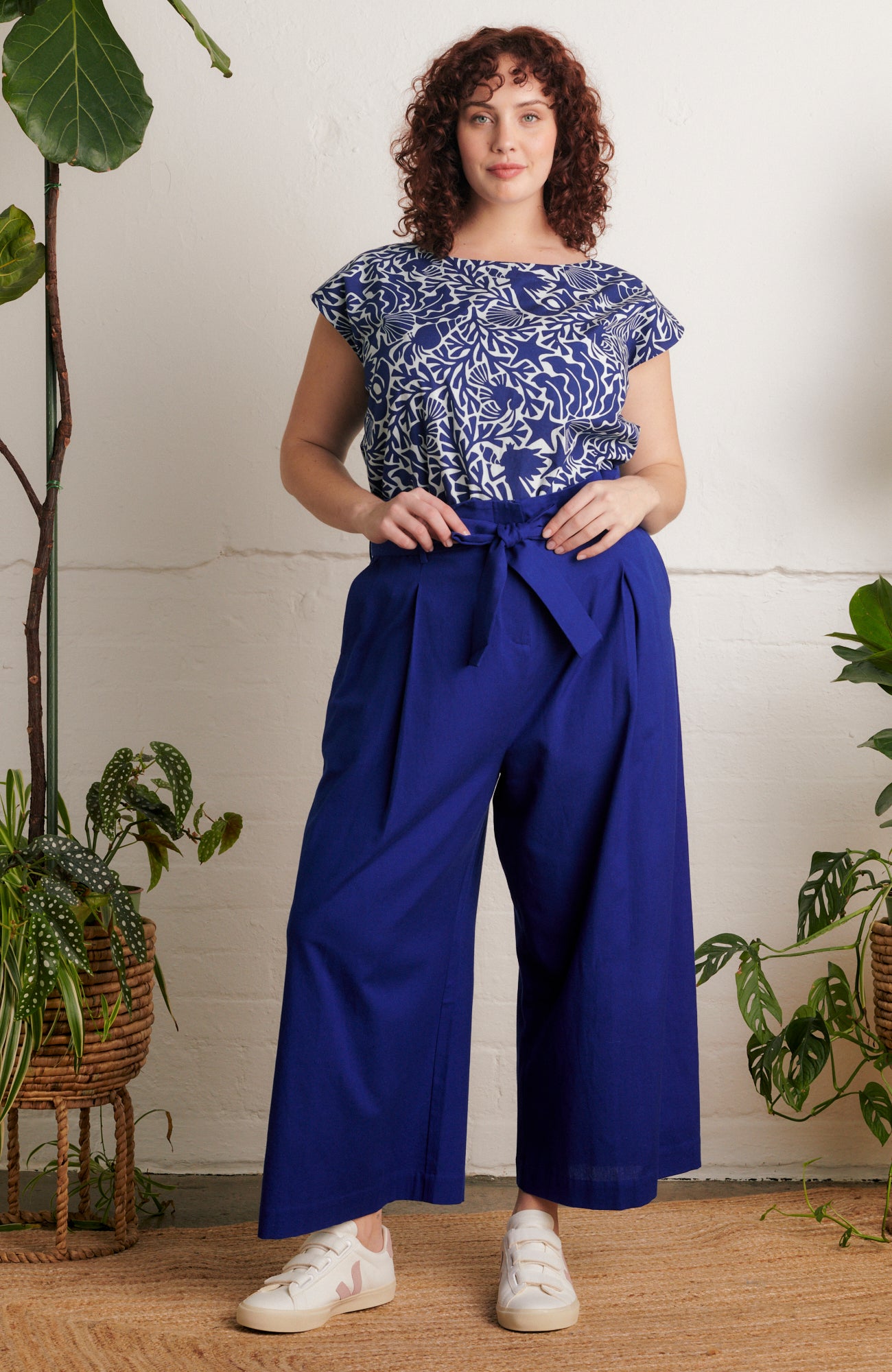 Image of Gilda Cotton Linen Bright Blue Trouser Spring/Summer 2024 - Trouser
