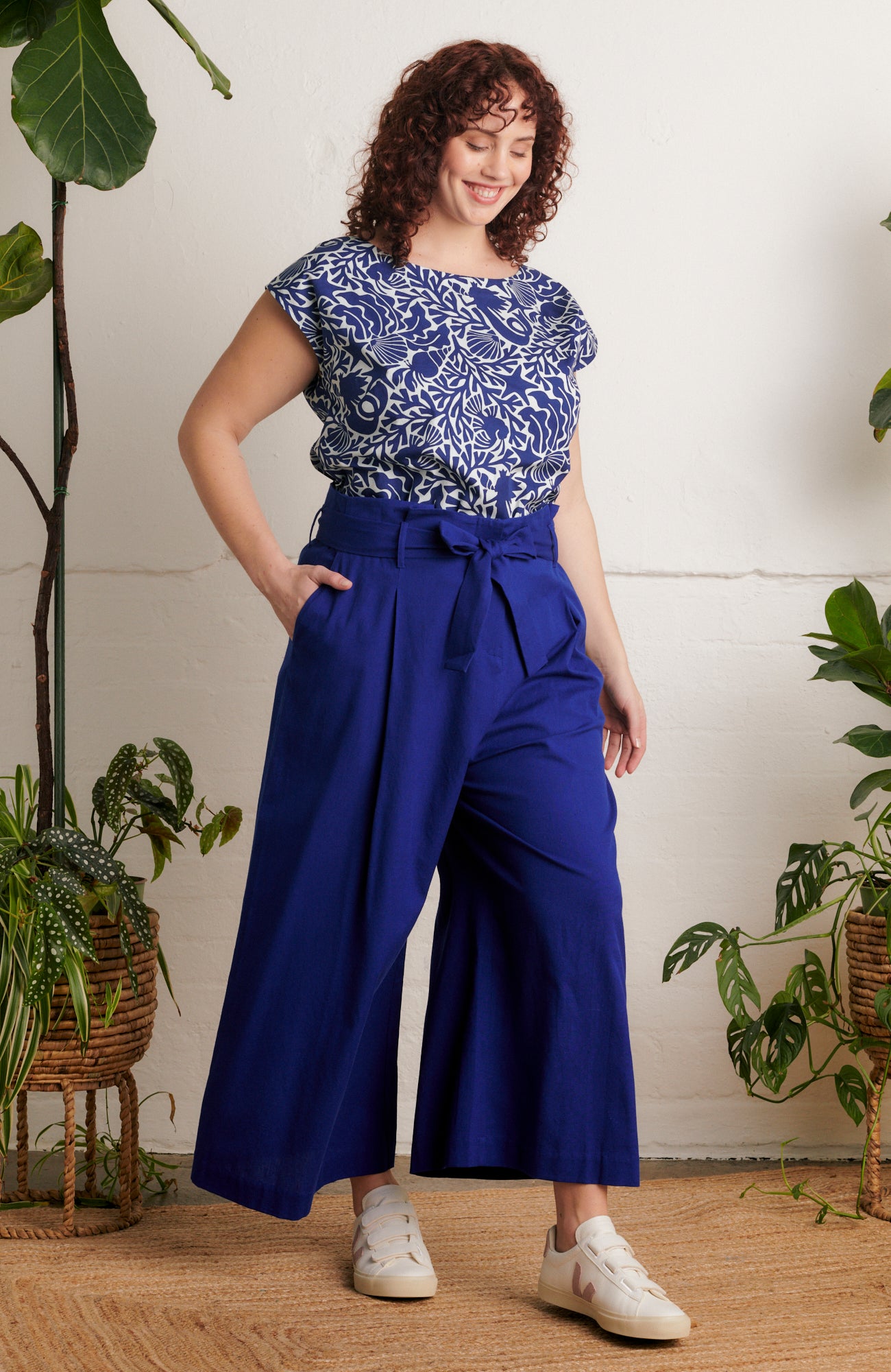 Image of Gilda Cotton Linen Bright Blue Trouser Spring/Summer 2024 - Trouser
