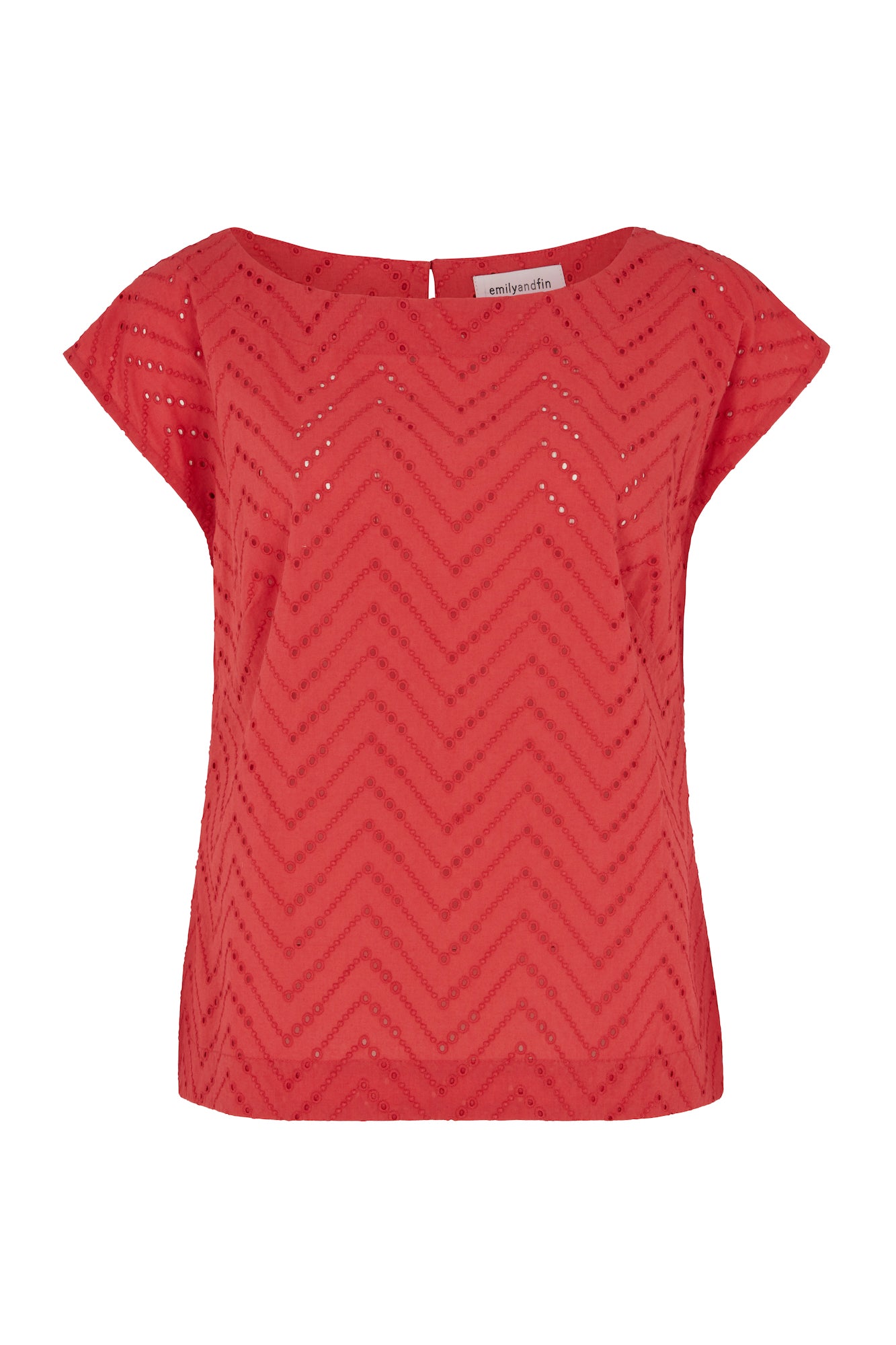 Image of Edna Chevron Broderie Rose Top Spring/Summer 2024 - Top