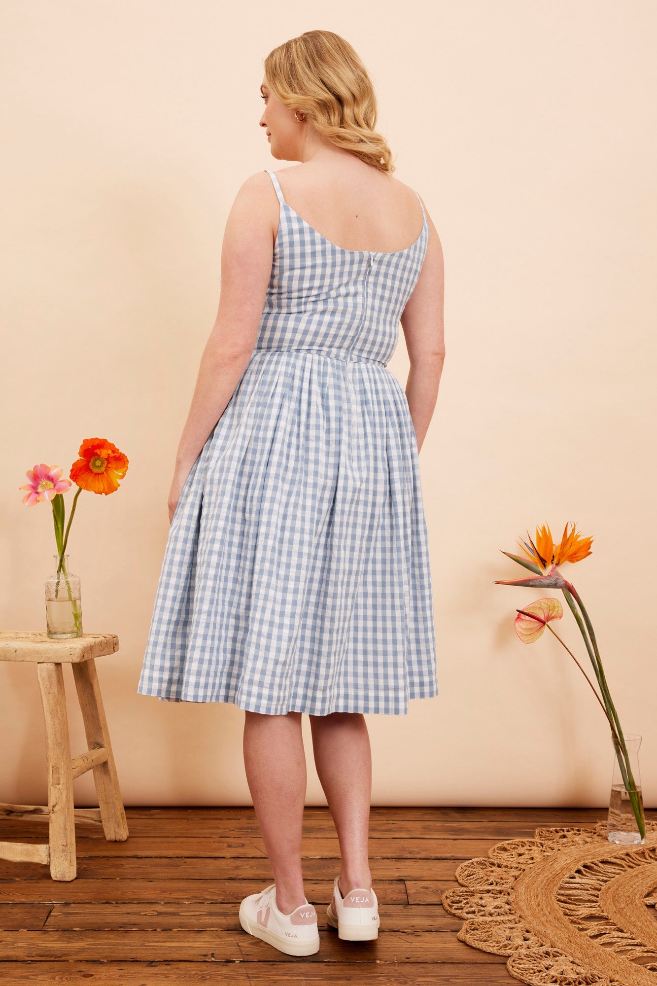 Image of ENID INDIA BLUE CHECK DRESS - NON RETURNABLE SAMPLE SAMPLE SALE - Dress