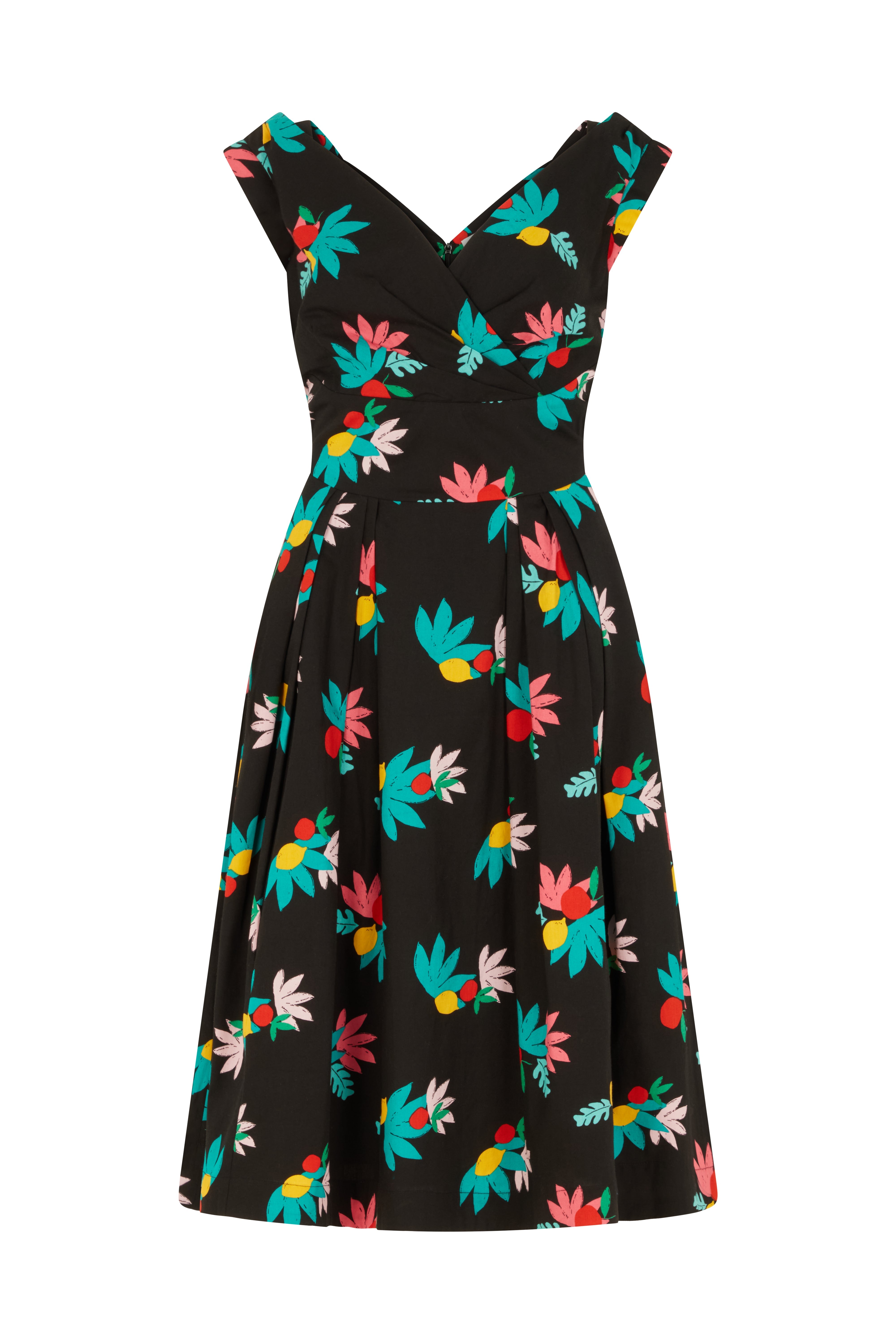 Image of FLORENCE BLACK SUMMER FRUITS DRESS - NON RETURNABLE SAMPLE ARCHIVE SS - Dress