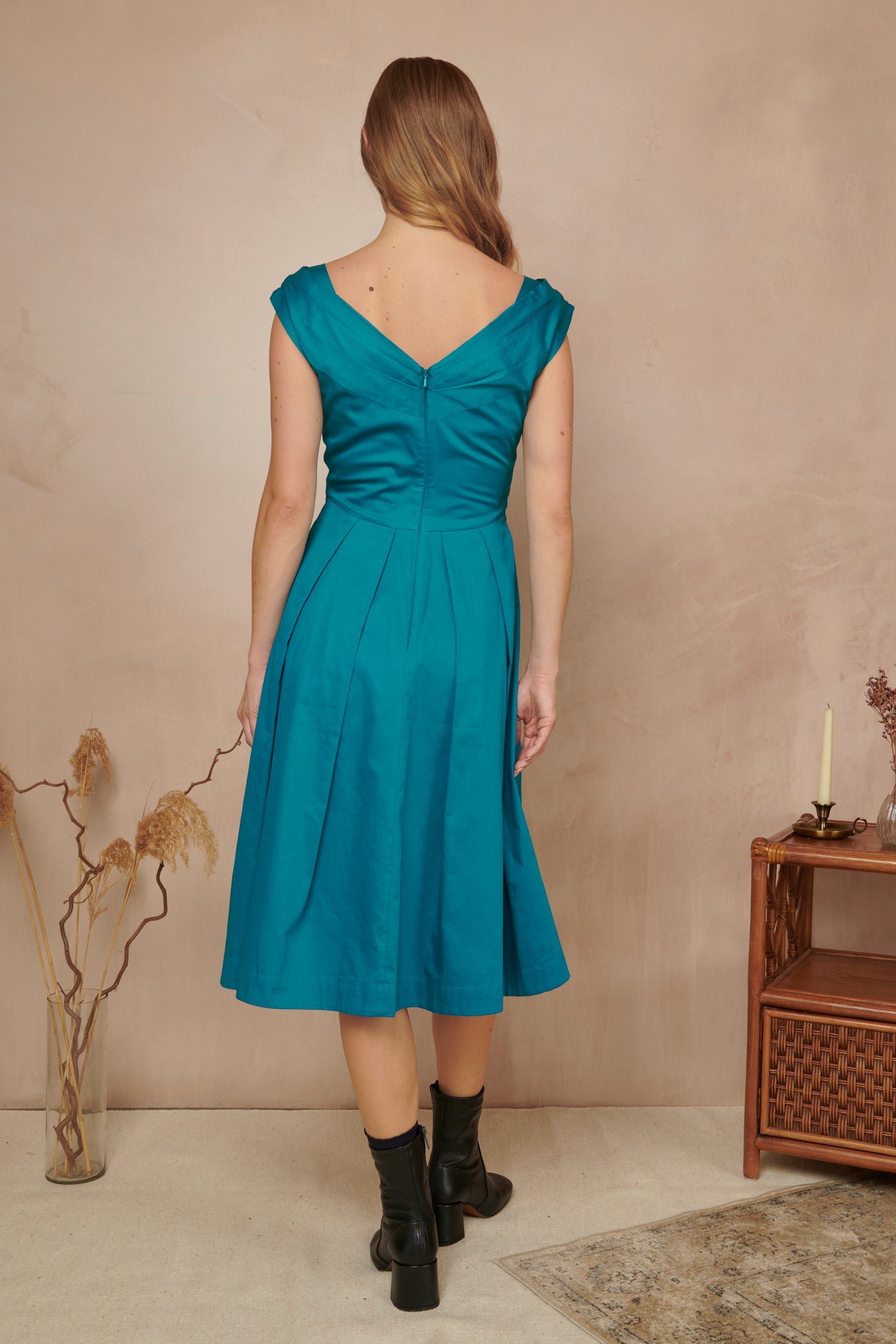 Image of Florence Cotton Satin Blue Topaz Dress Autumn/Winter 2023 - Dress