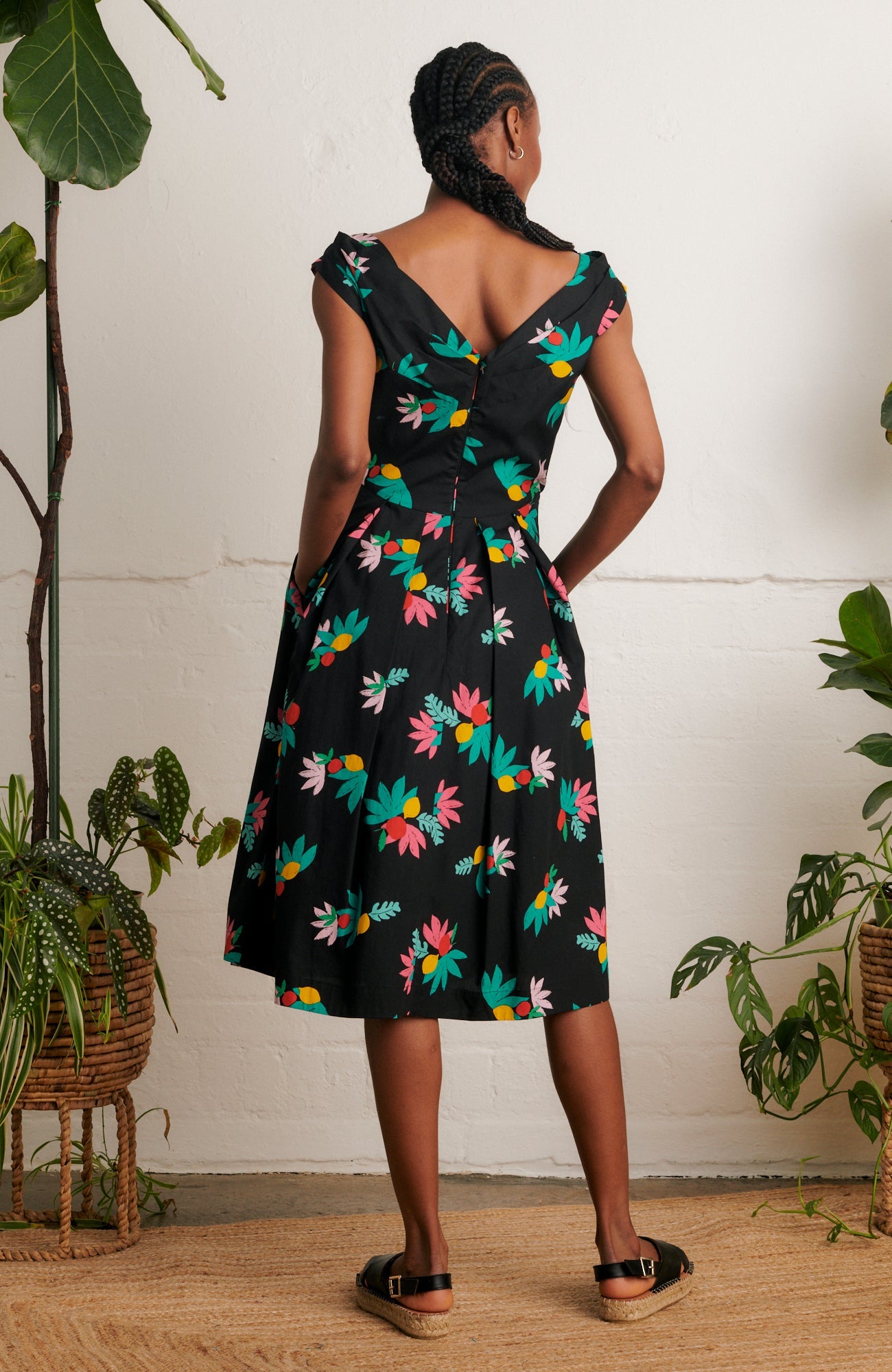 Image of FLORENCE BLACK SUMMER FRUITS DRESS - NON RETURNABLE SAMPLE ARCHIVE SS - Dress