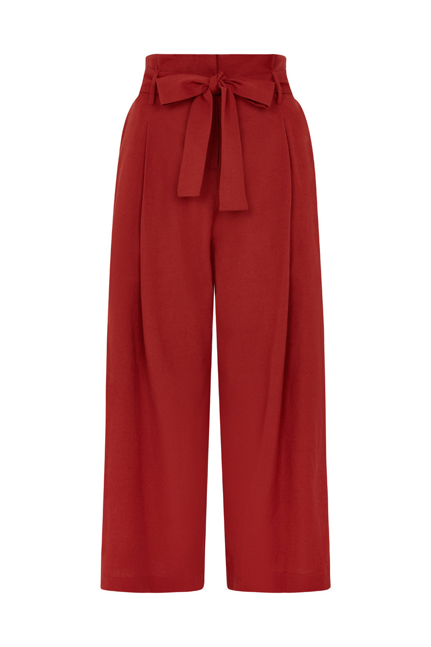 Image of GILDA PAPRIKA COTTON LINEN TROUSER - NON RETURNABLE SAMPLE SAMPLE SALE - Trouser