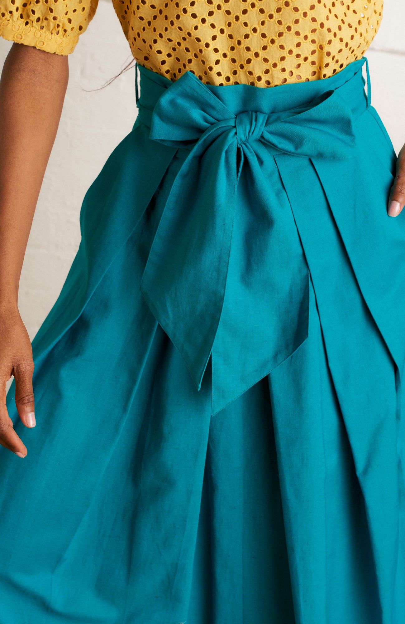 Image of Jemima Cotton Linen Teal Skirt Spring/Summer 2024 - Skirt