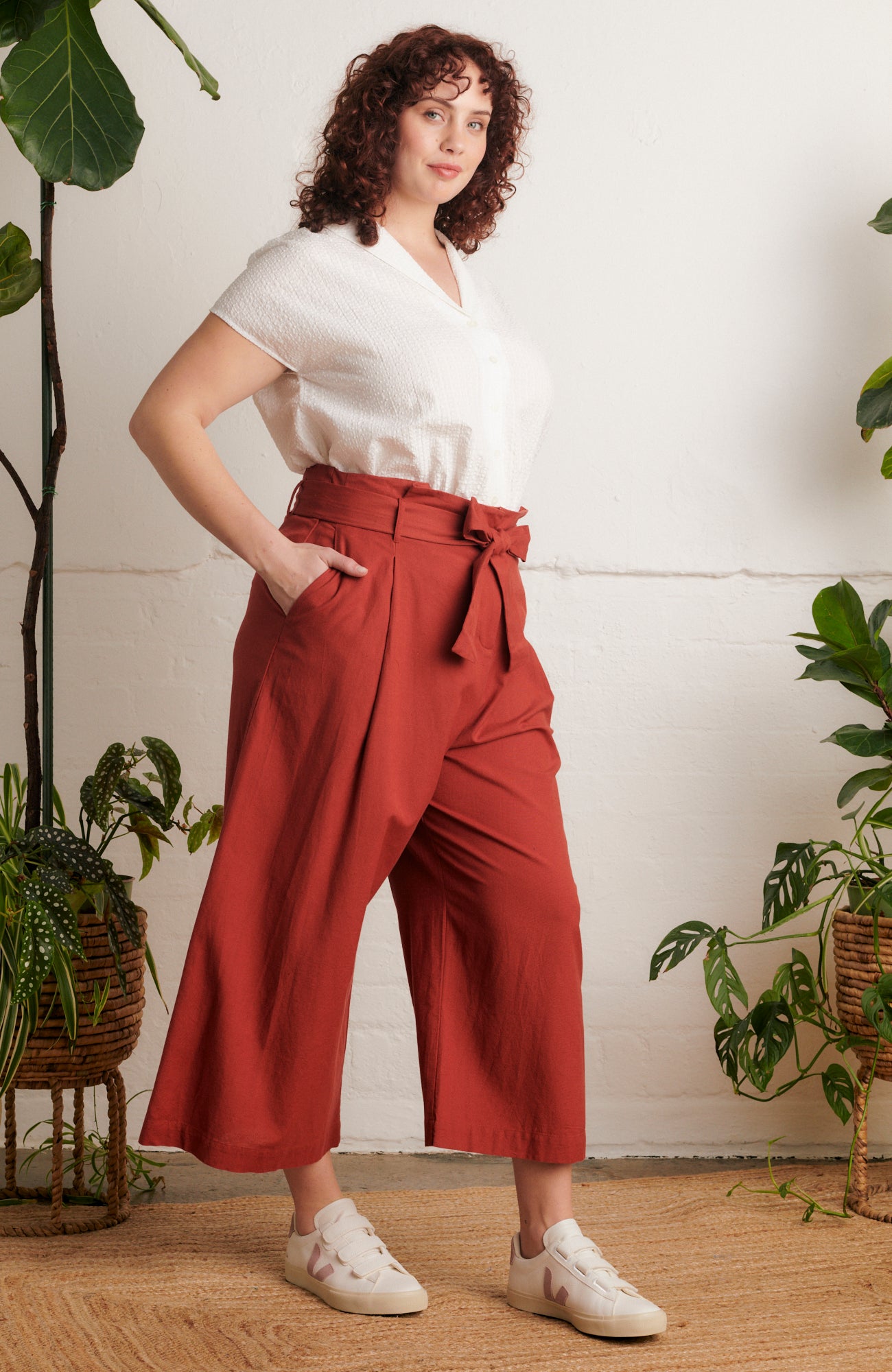 Image of Gilda Paprika Cotton Linen Trouser Carryover - Trouser