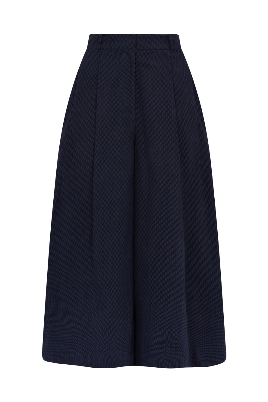 Image of LORI TEXTURED CORD NAVY CULOTTE - NON RETURNABLE SAMPLE SAMPLE SALE - Trouser