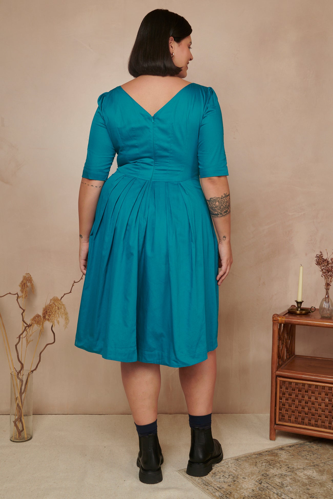 Image of Louisa Cotton Satin Blue Topaz Dress Autumn/Winter 2023 - Dress