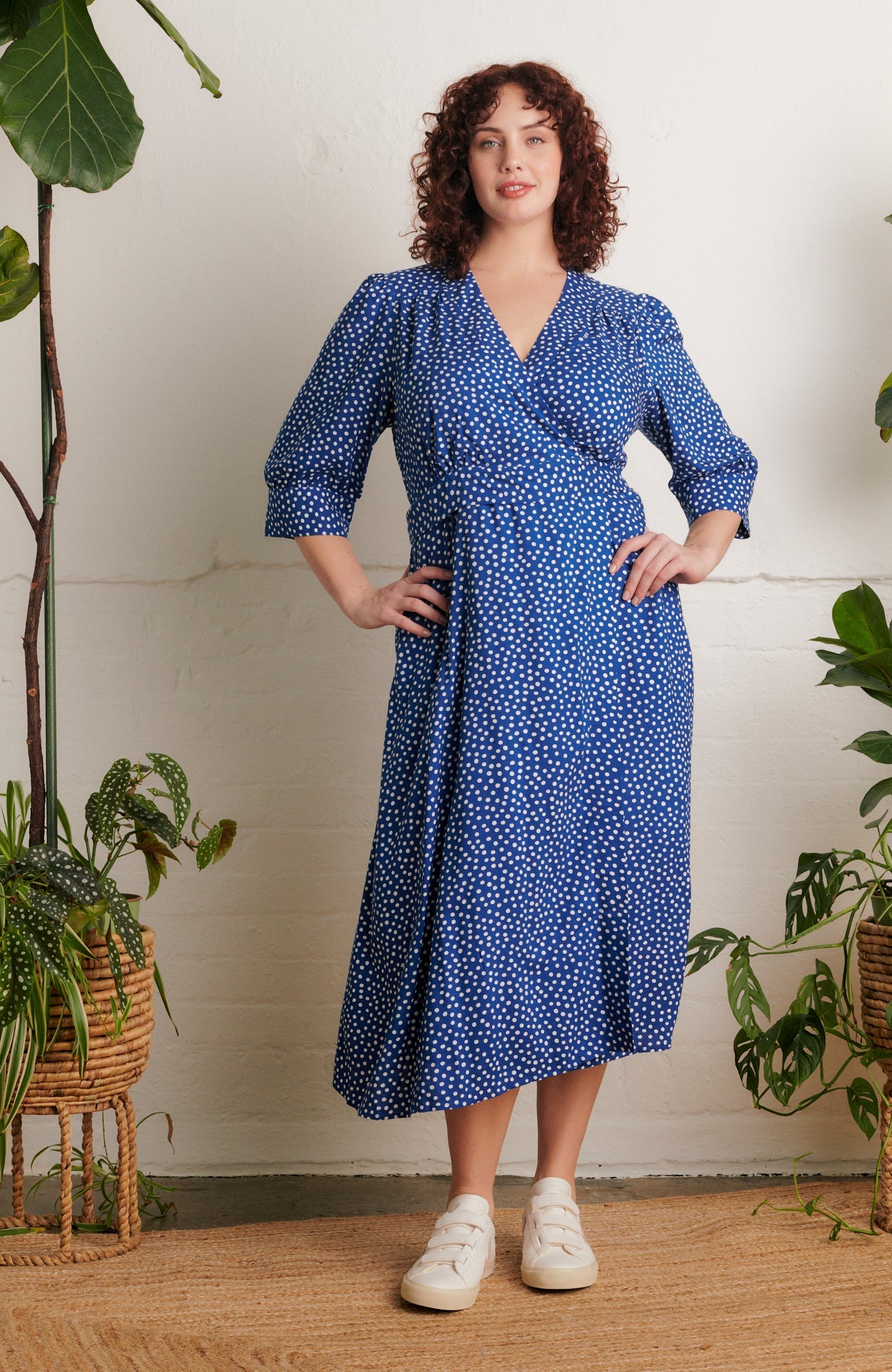 Image of MARIANNA BLUE SCATTERED SPOT DRESS - NON RETURNABLE SAMPLE ARCHIVE SS - Dress