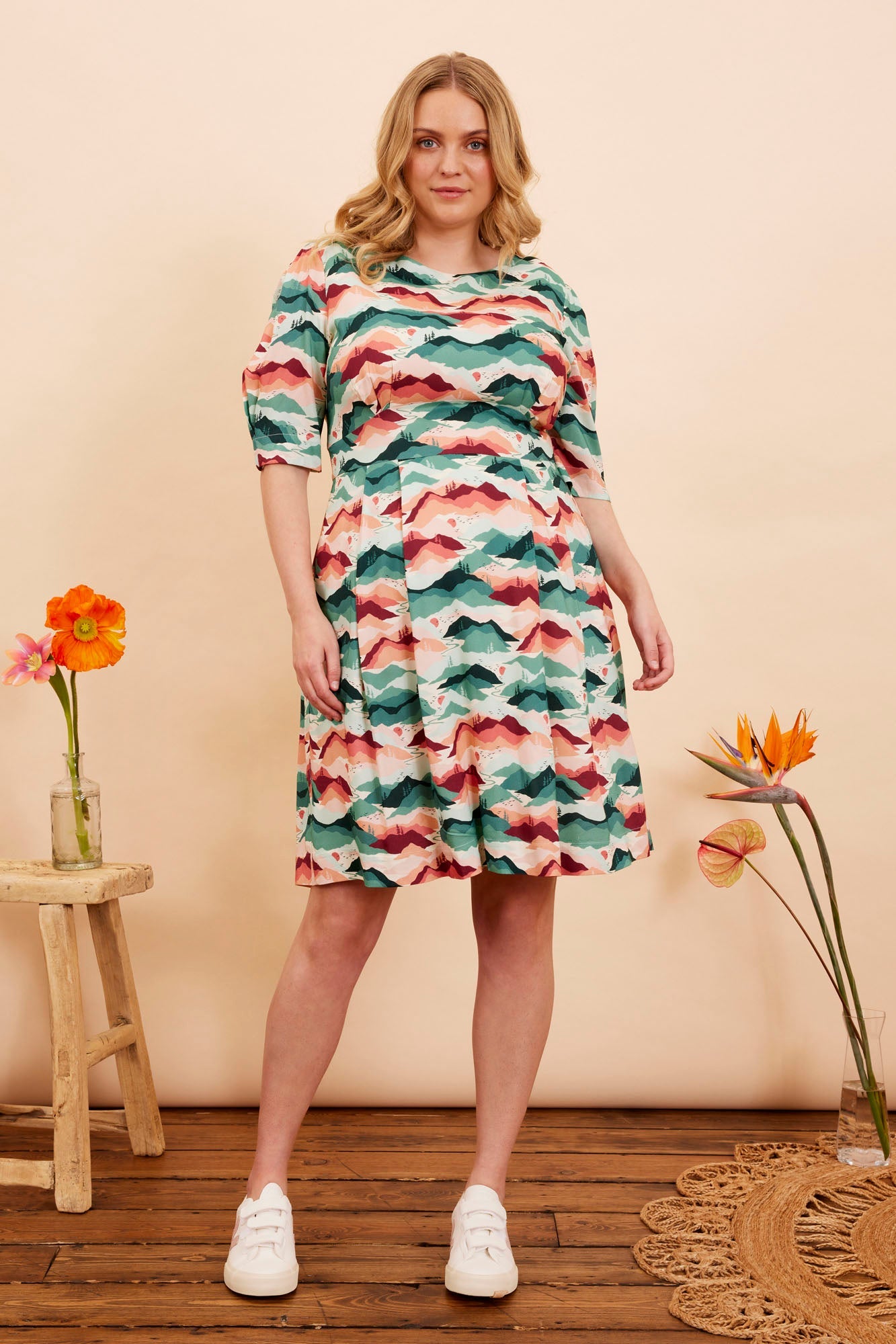 Image of MEREDITH SUNSET MOUNTAIN DRESS - NON RETURNABLE SAMPLE ARCHIVE SS - Dress