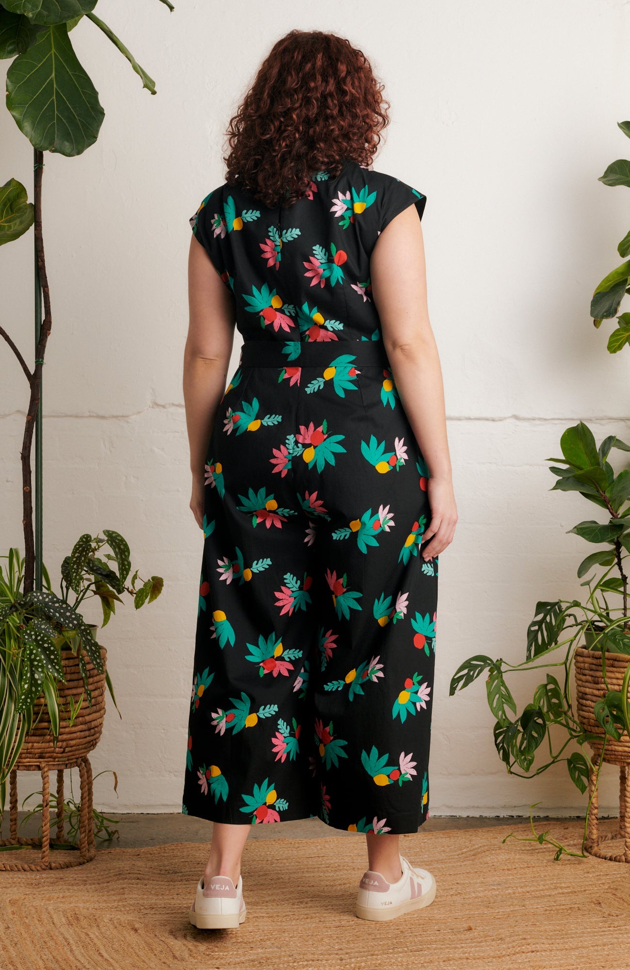 Image of NORA BLACK SUMMER FRUITS JUMPSUIT - NON RETURNABLE SAMPLE ARCHIVE SS - Jumpsuit