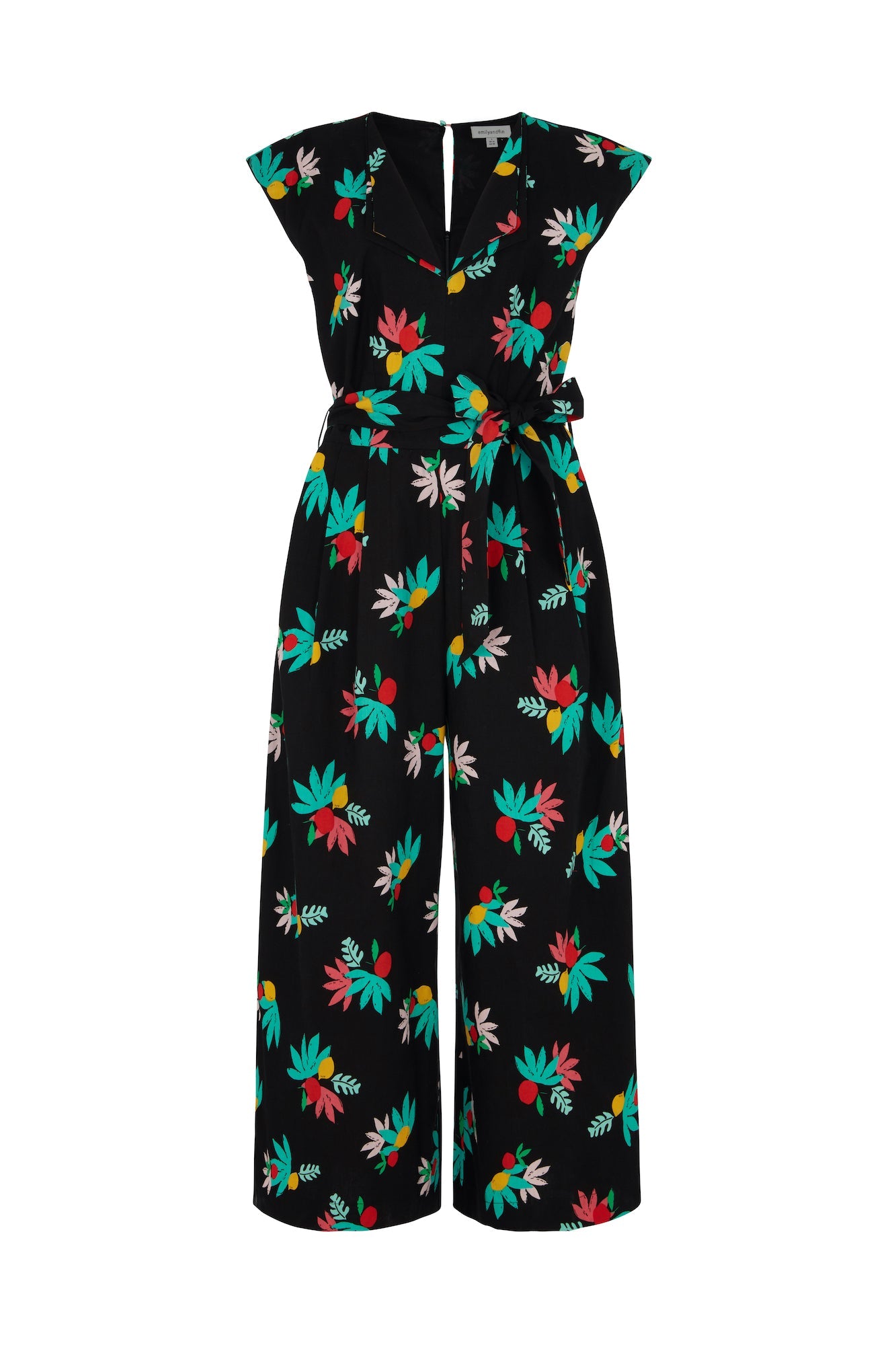 Image of NORA BLACK SUMMER FRUITS JUMPSUIT - NON RETURNABLE SAMPLE ARCHIVE SS - Jumpsuit