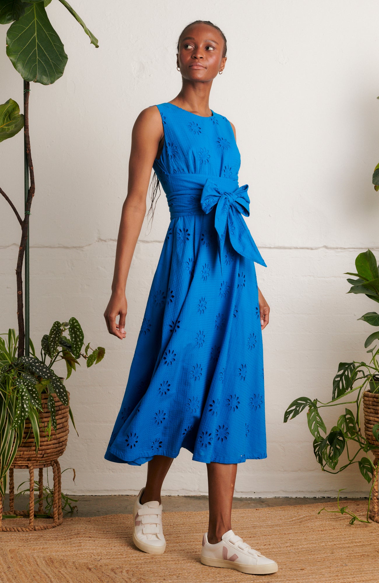 Image of Roberta Floral Broderie Brilliant Blue Dress Spring/Summer 2024 - Dress