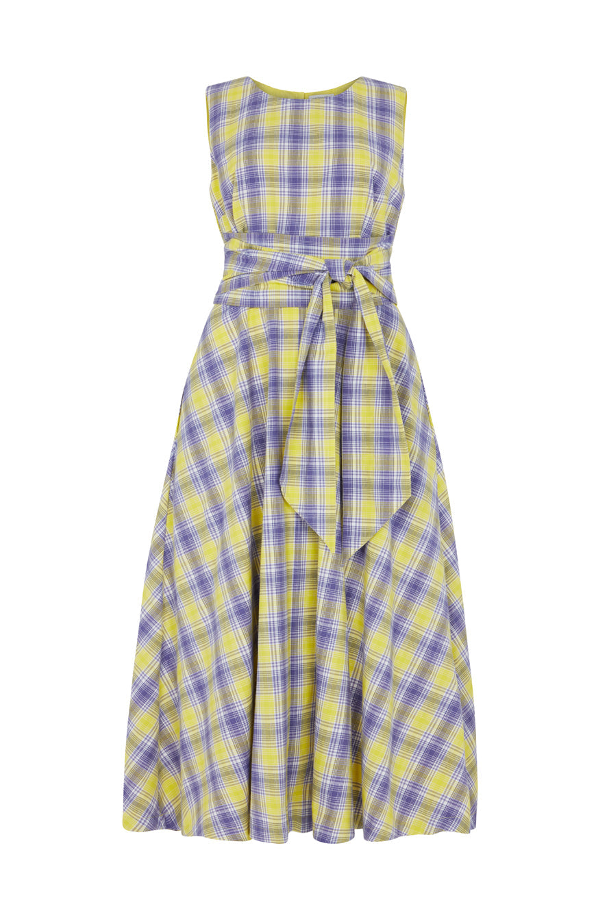 Image of ROBERTA LILAC SUNSHINE PLAID DRESS - NON RETURNABLE SAMPLE ARCHIVE SS - Dress