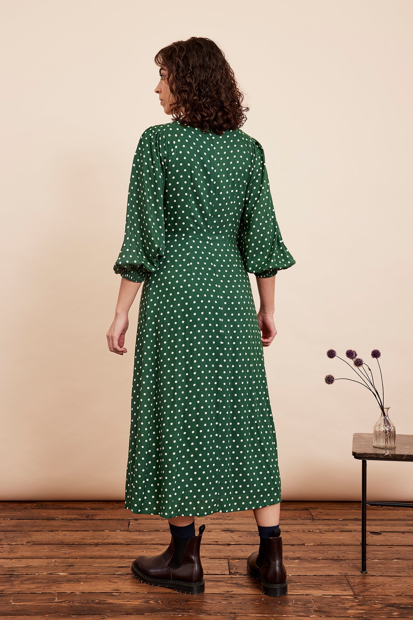 Image of SABLE VERDANT GREEN SPOT DRESS - NON RETURNABLE SAMPLE ARCHIVE SS - Dress