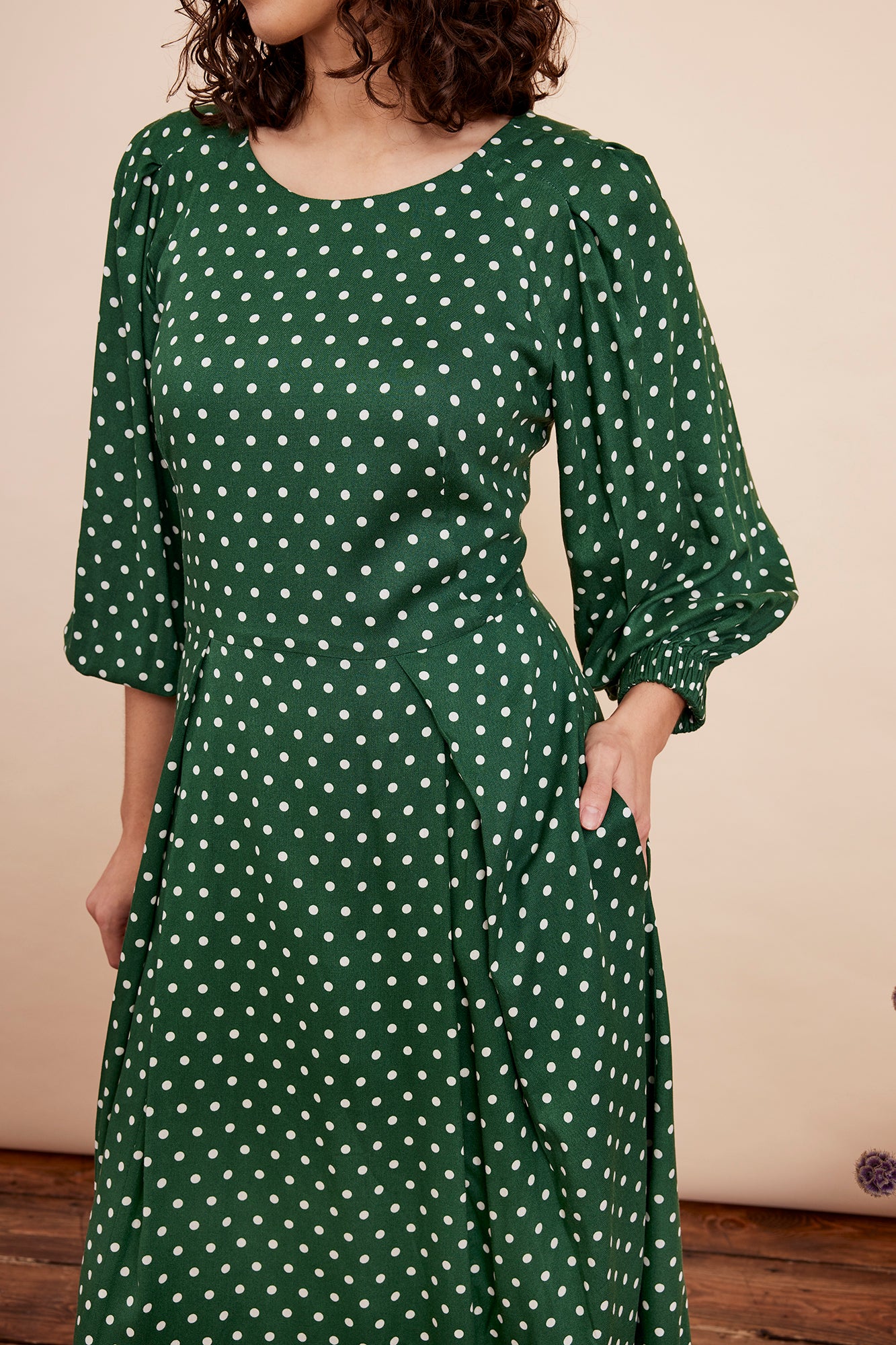 Green spotted dress uk best sale